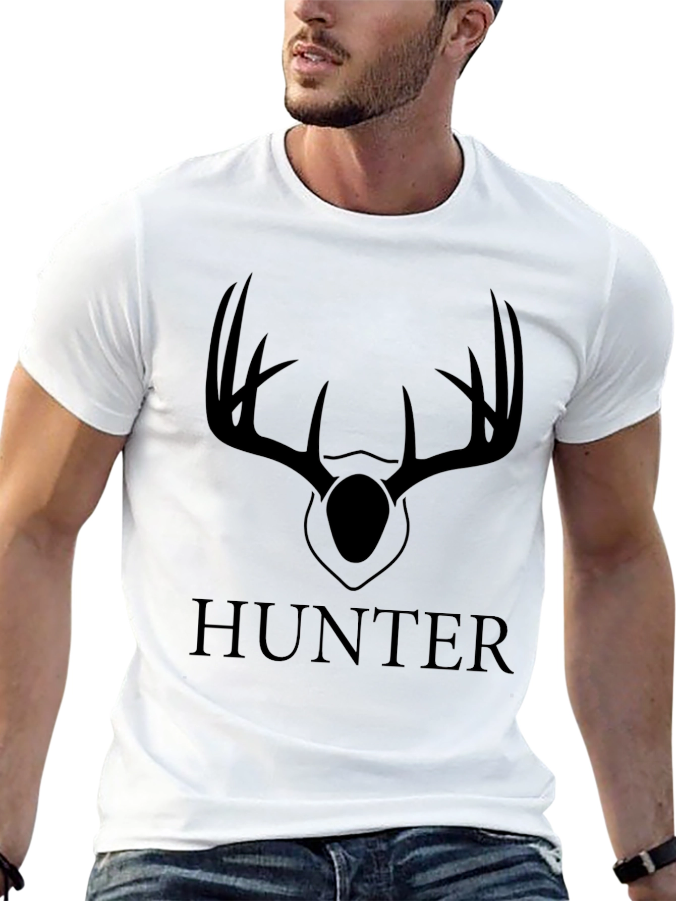Black Hunter Antler Graphic Tee - Men's Black T-Shirt view 13