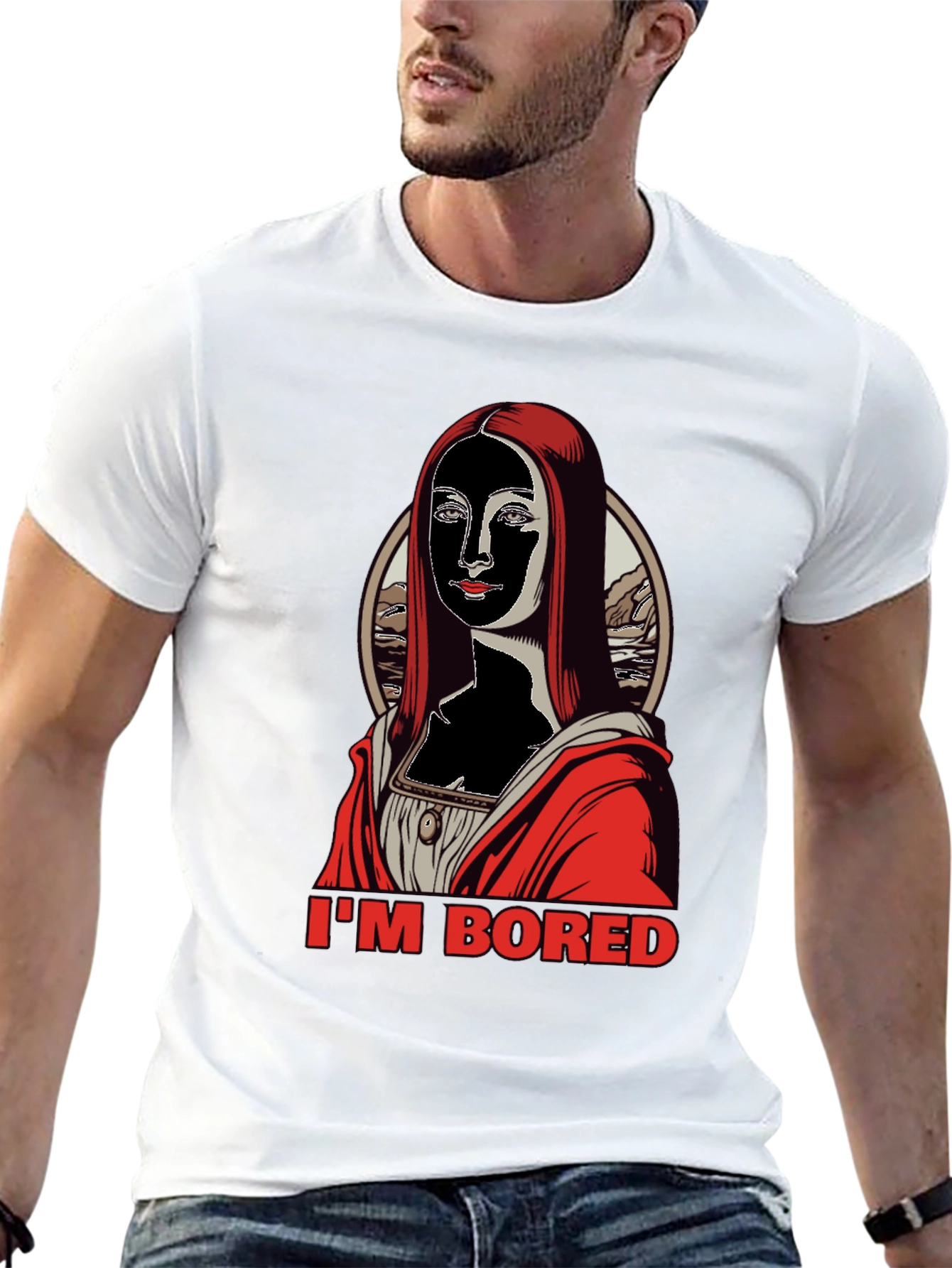 Black I'm Bored Mona T-Shirt - Black view 13
