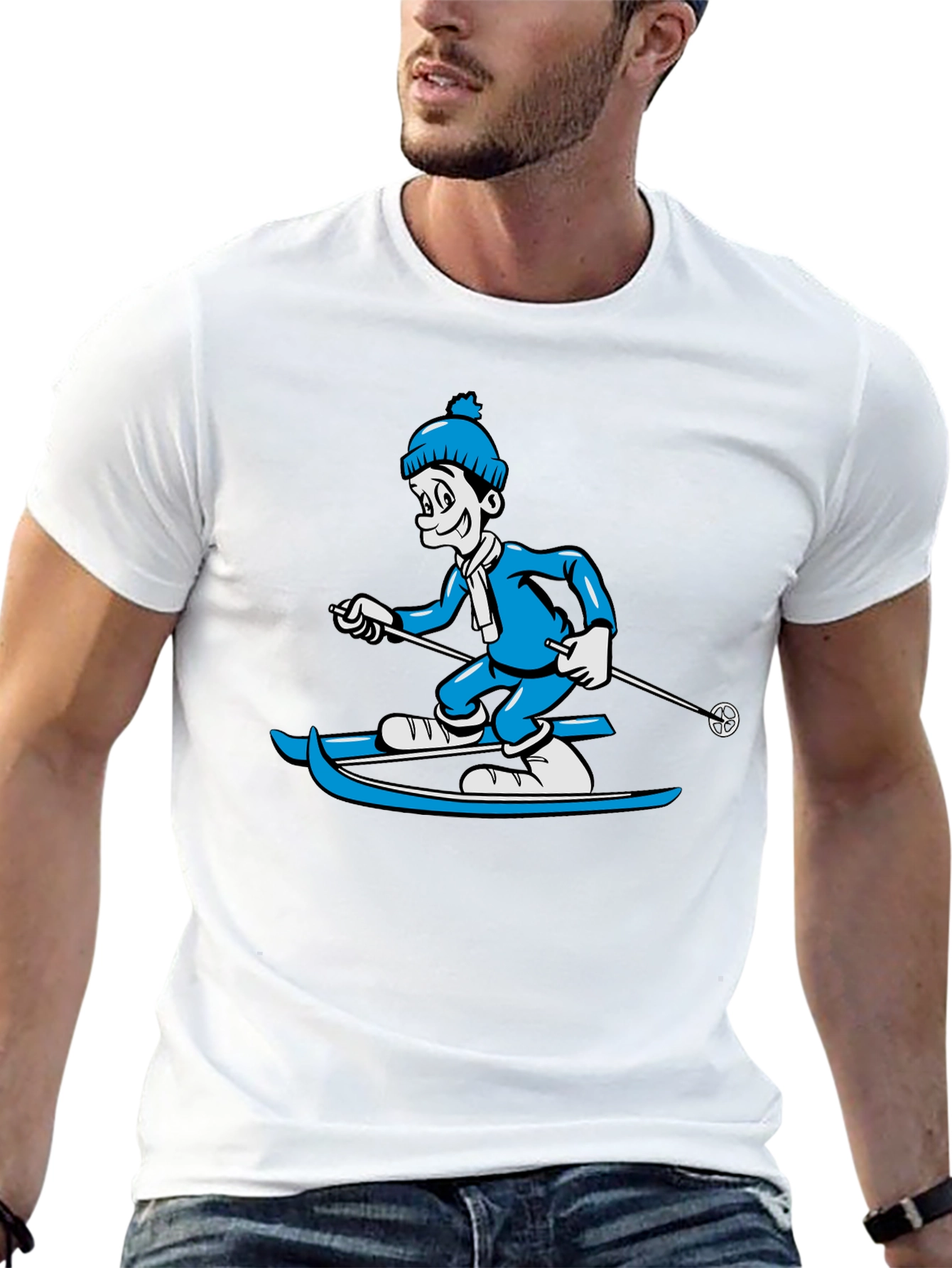 Black Skiing Cartoon Graphic Tee view 13