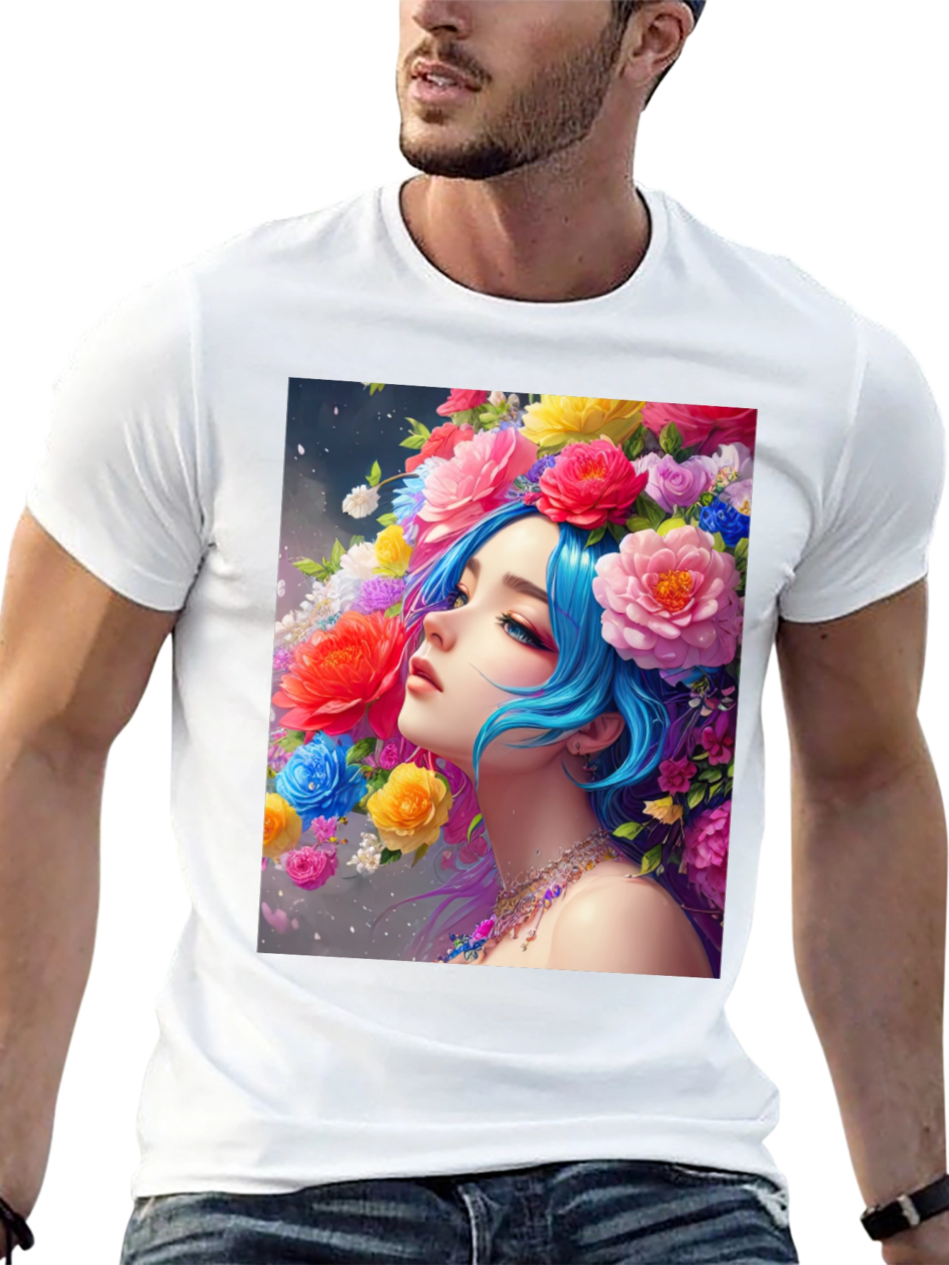 Black Floral Portrait Black Tee view 13