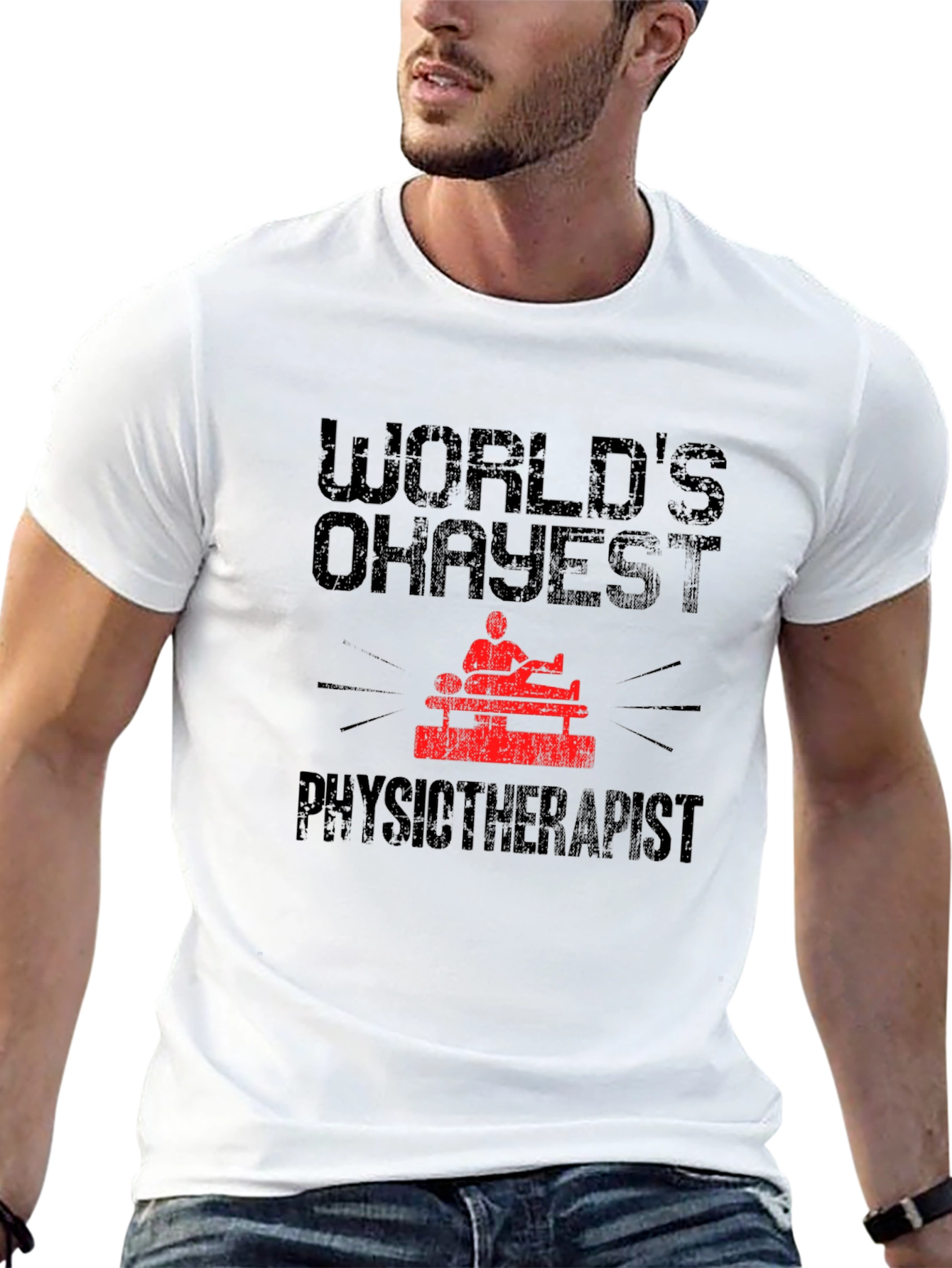 Black World's Okayest Physiotherapist Graphic Tee view 13