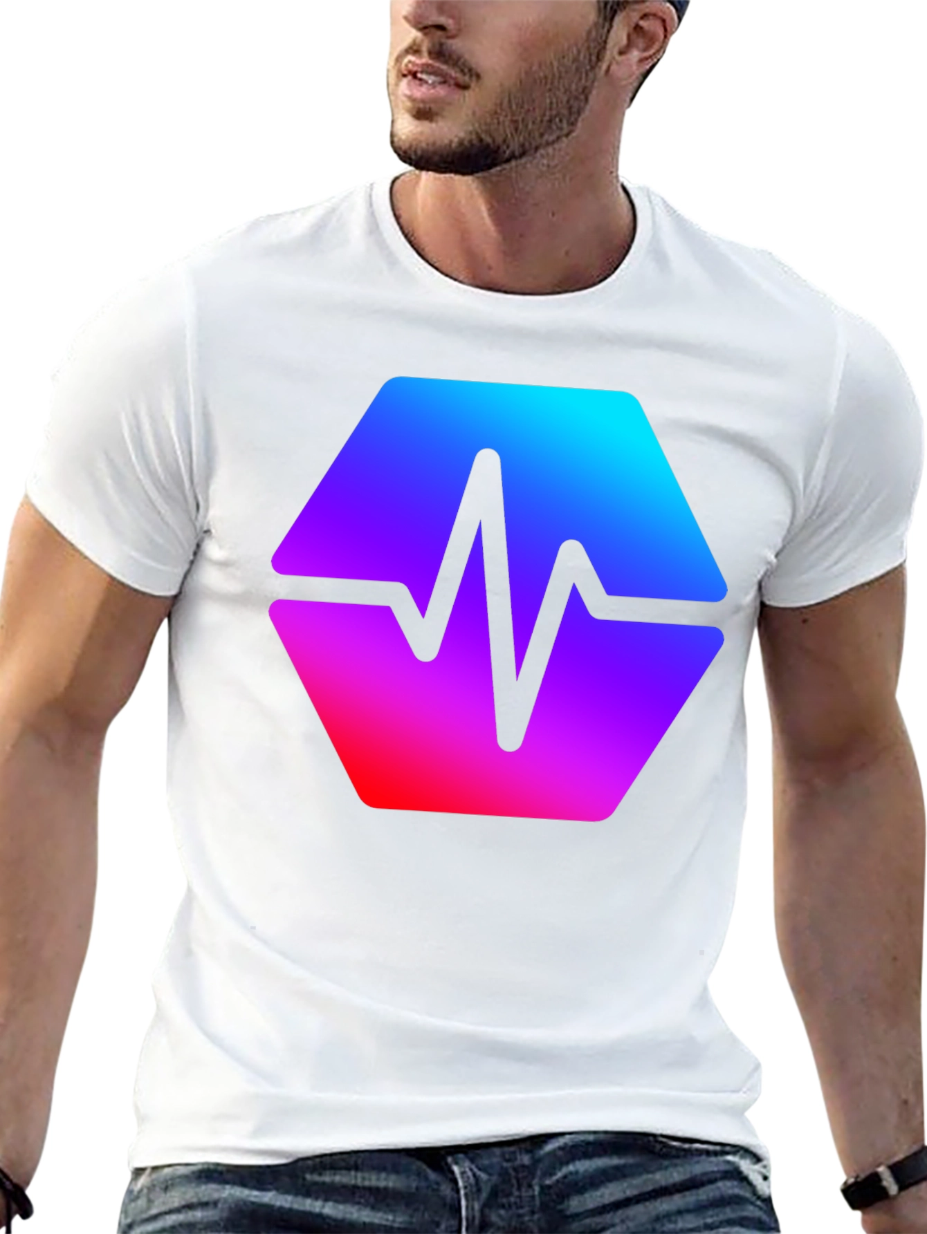 Black Hex Pulse Graphic T-Shirt - Modern Style view 13