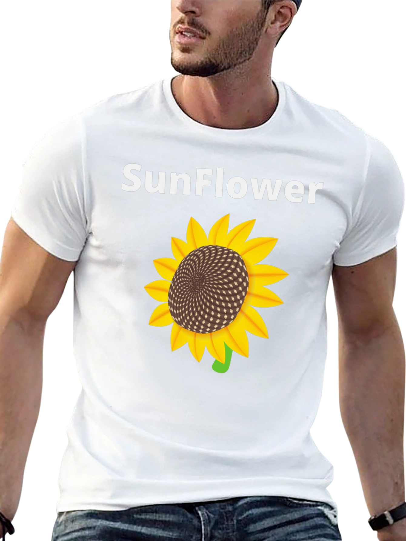 Sunflower Graphic Print Black T-Shirt - 13