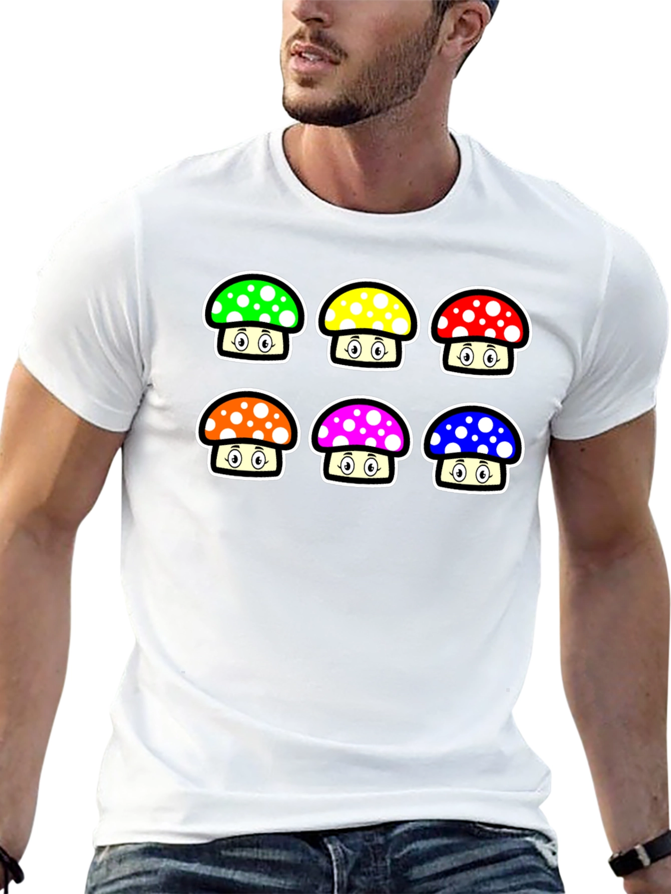 Black Mushroom T-Shirt - Fun Colorful Design view 13