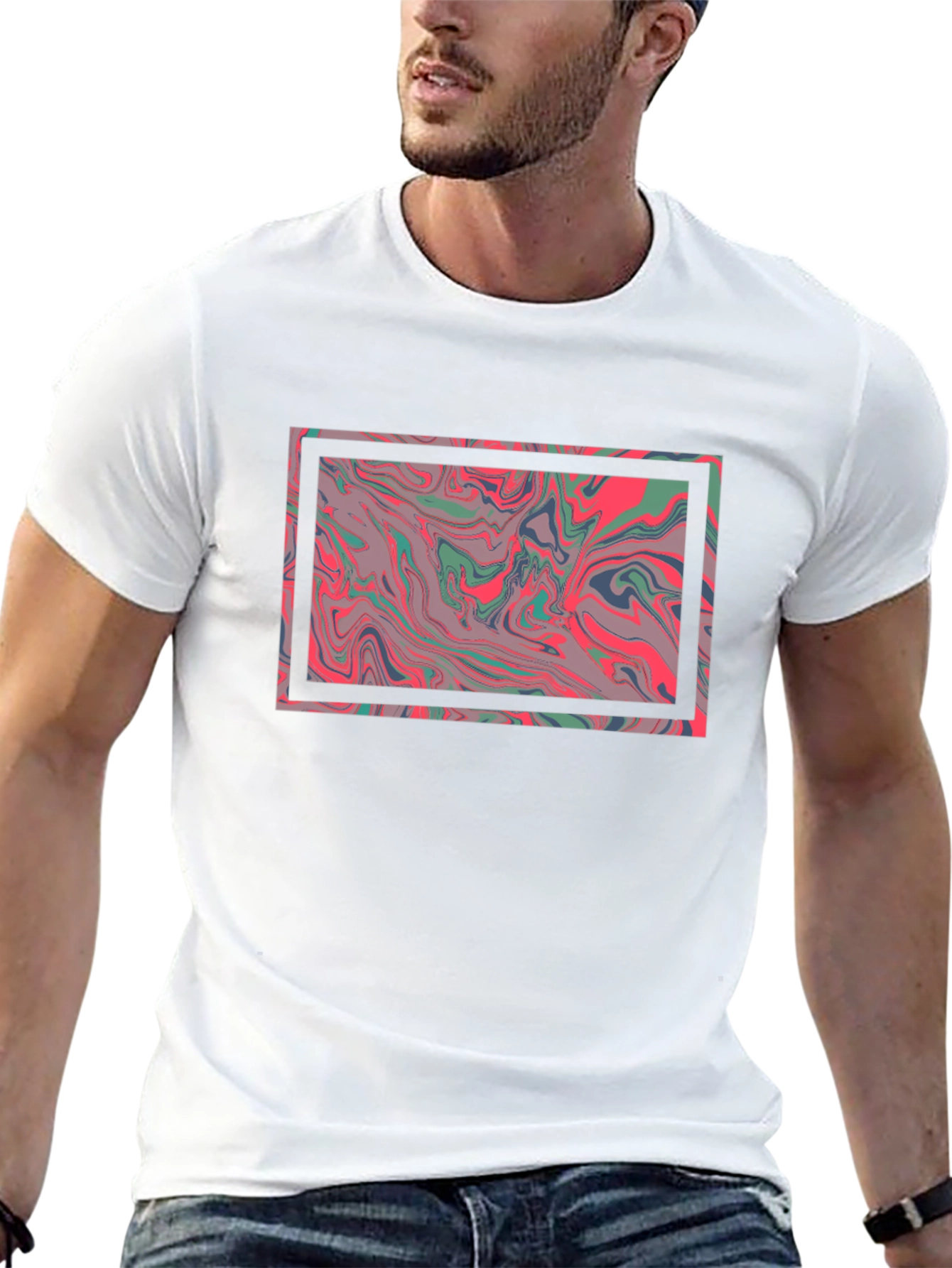 Abstract Marble Graphic Tee - Stylish Black T-Shirt - 13
