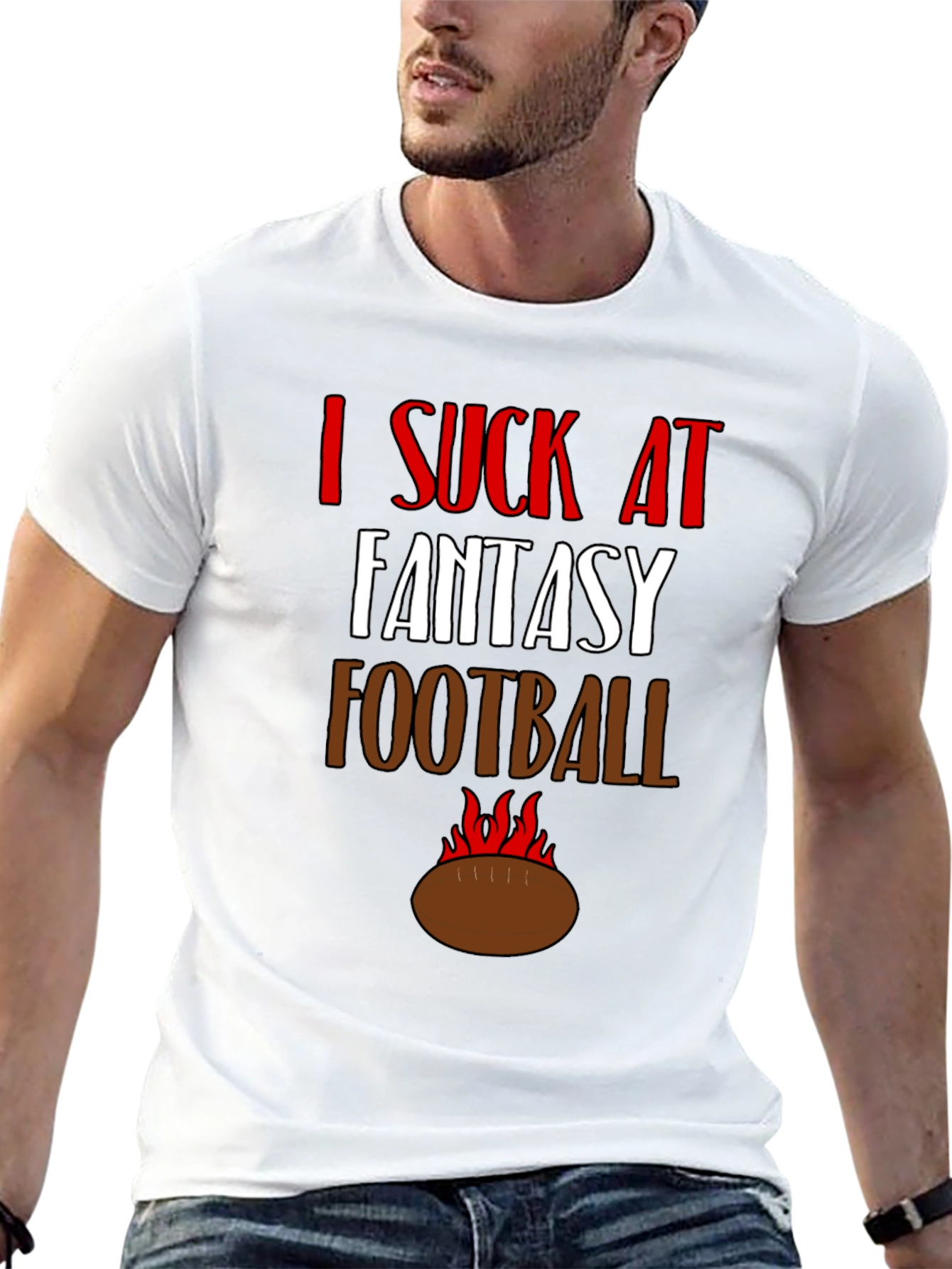 Black I Suck at Fantasy Football Graphic Tee view 13