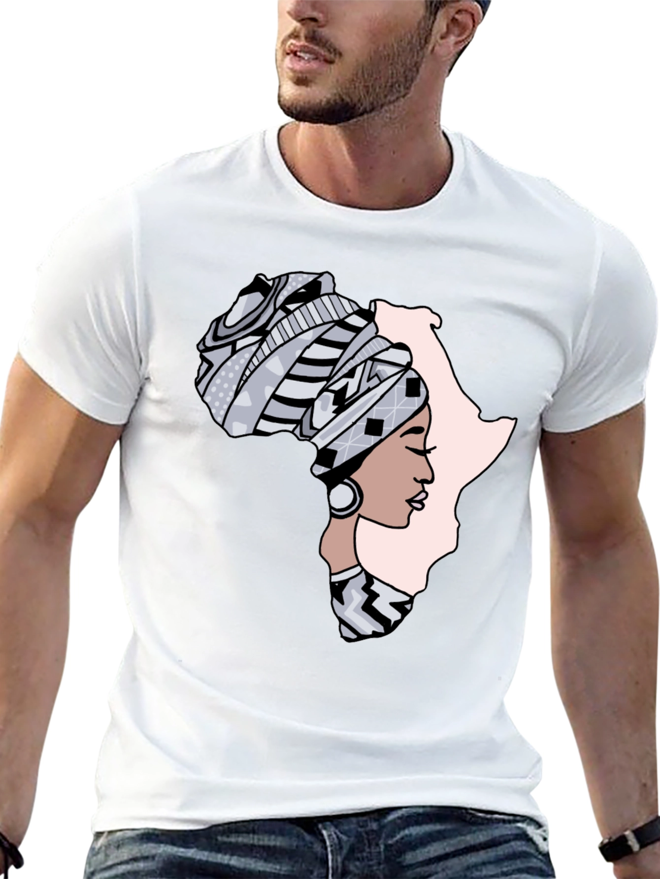 Black Africa Woman Graphic Tee - Black Cotton T-Shirt view 13