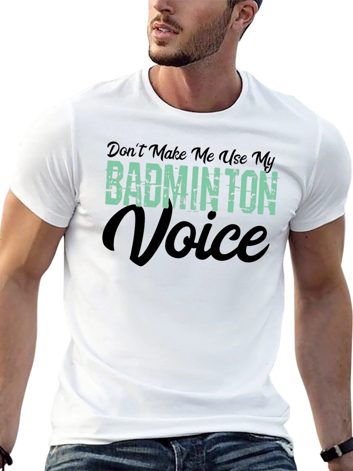 Black Badminton Voice T-Shirt - Funny Badminton Player Tee view 13
