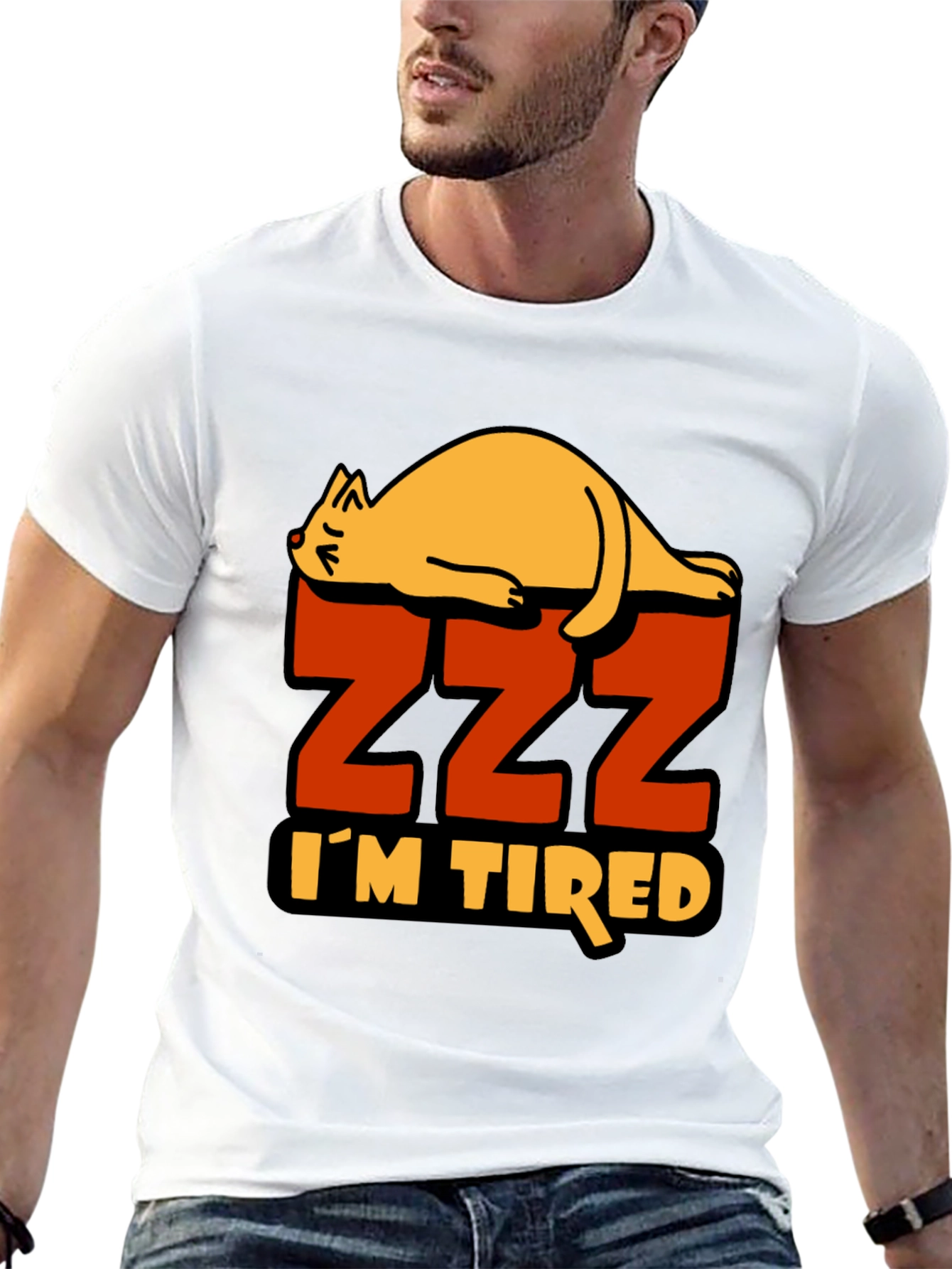 Black I'm Tired Cat Zzz T-Shirt - Sleepy Lazy Funny Tee view 13