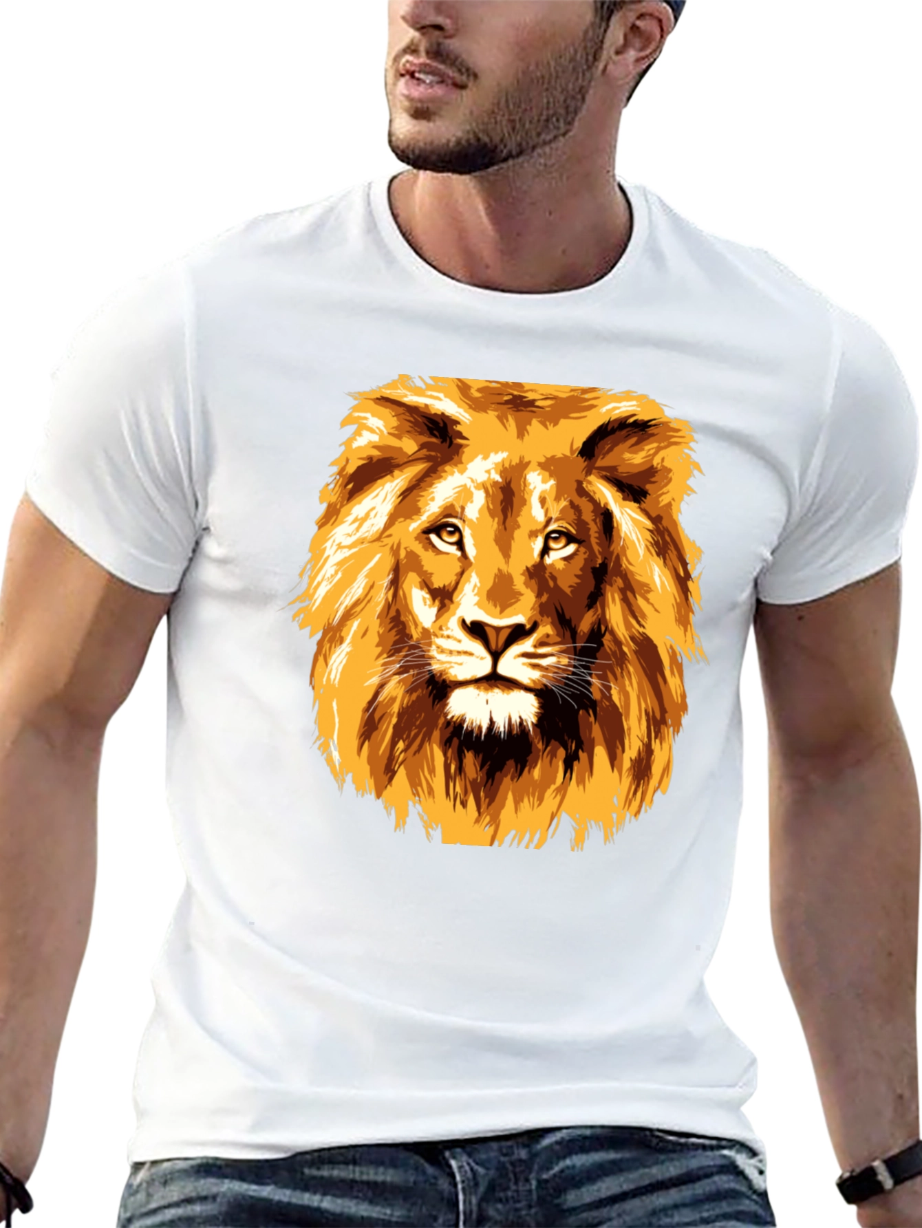 Black Lion Graphic Tee - Bold Animal Print T-Shirt view 13