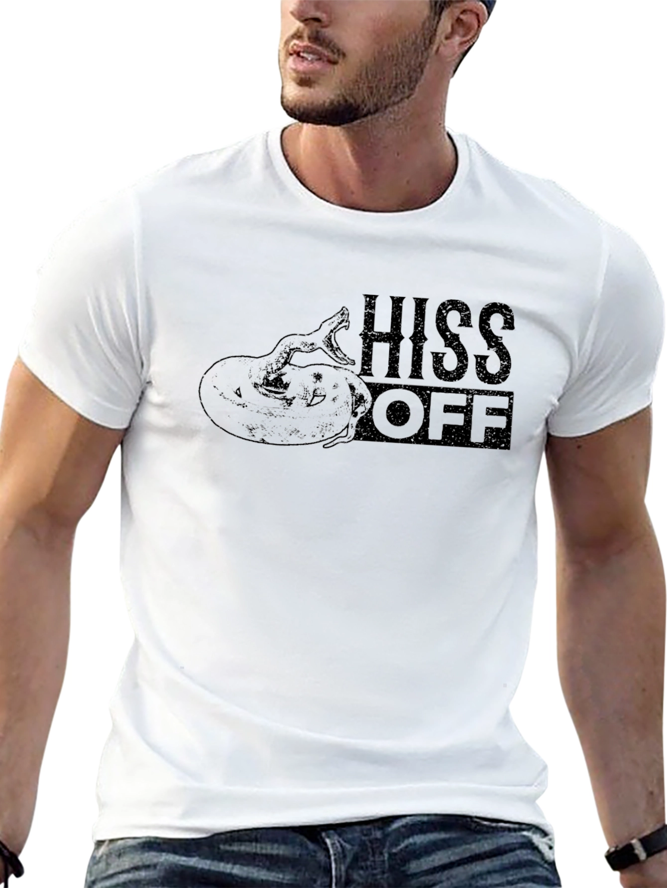Black Hiss Off Snake Graphic Tee - Men's Black T-Shirt view 13