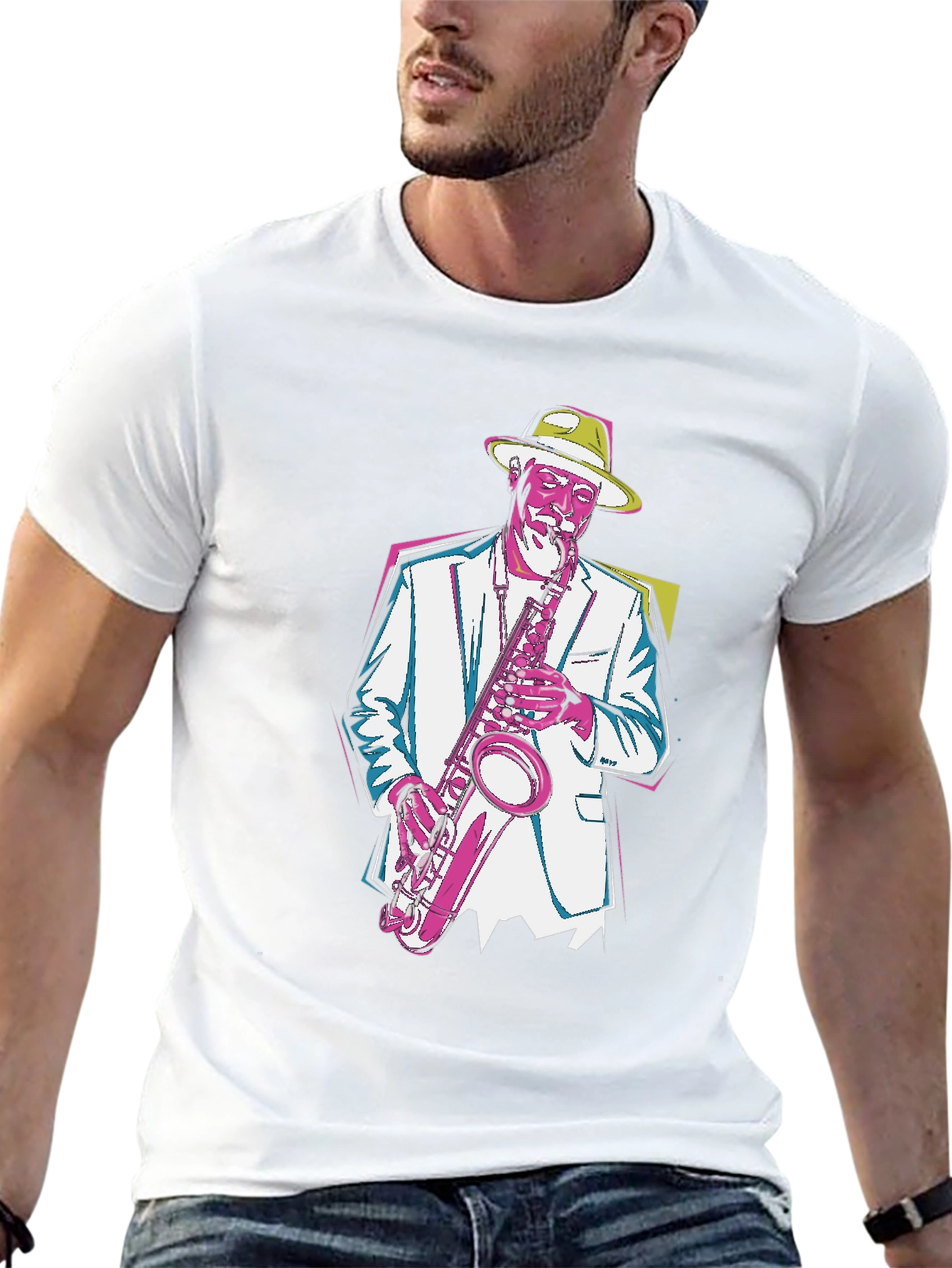 Black Jazz Saxophone Graphic T-Shirt - Cool Music Tee view 13