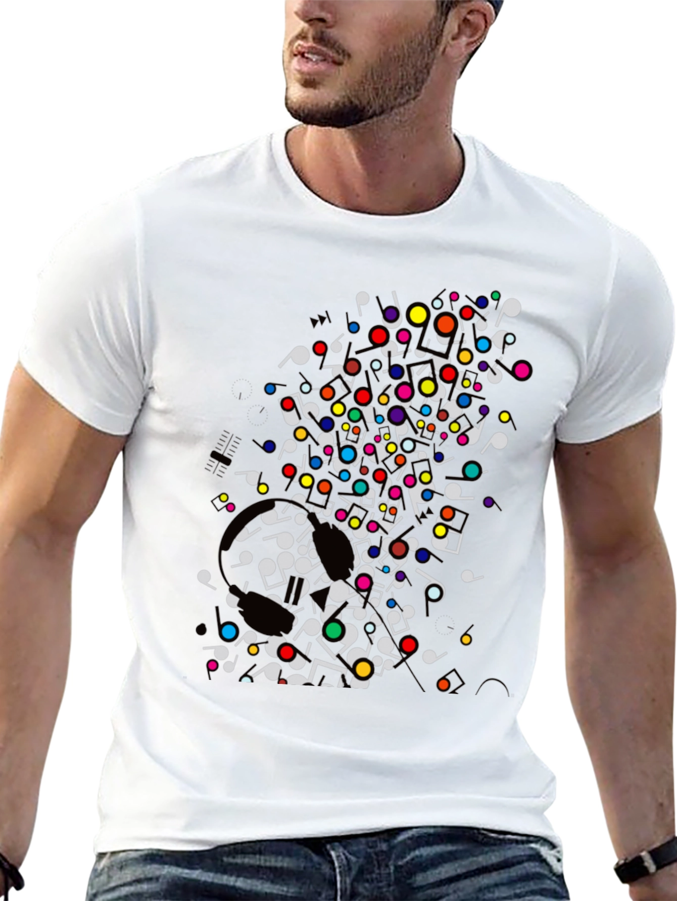 Black Musical Notes T-Shirt - Colorful Graphic Tee view 13