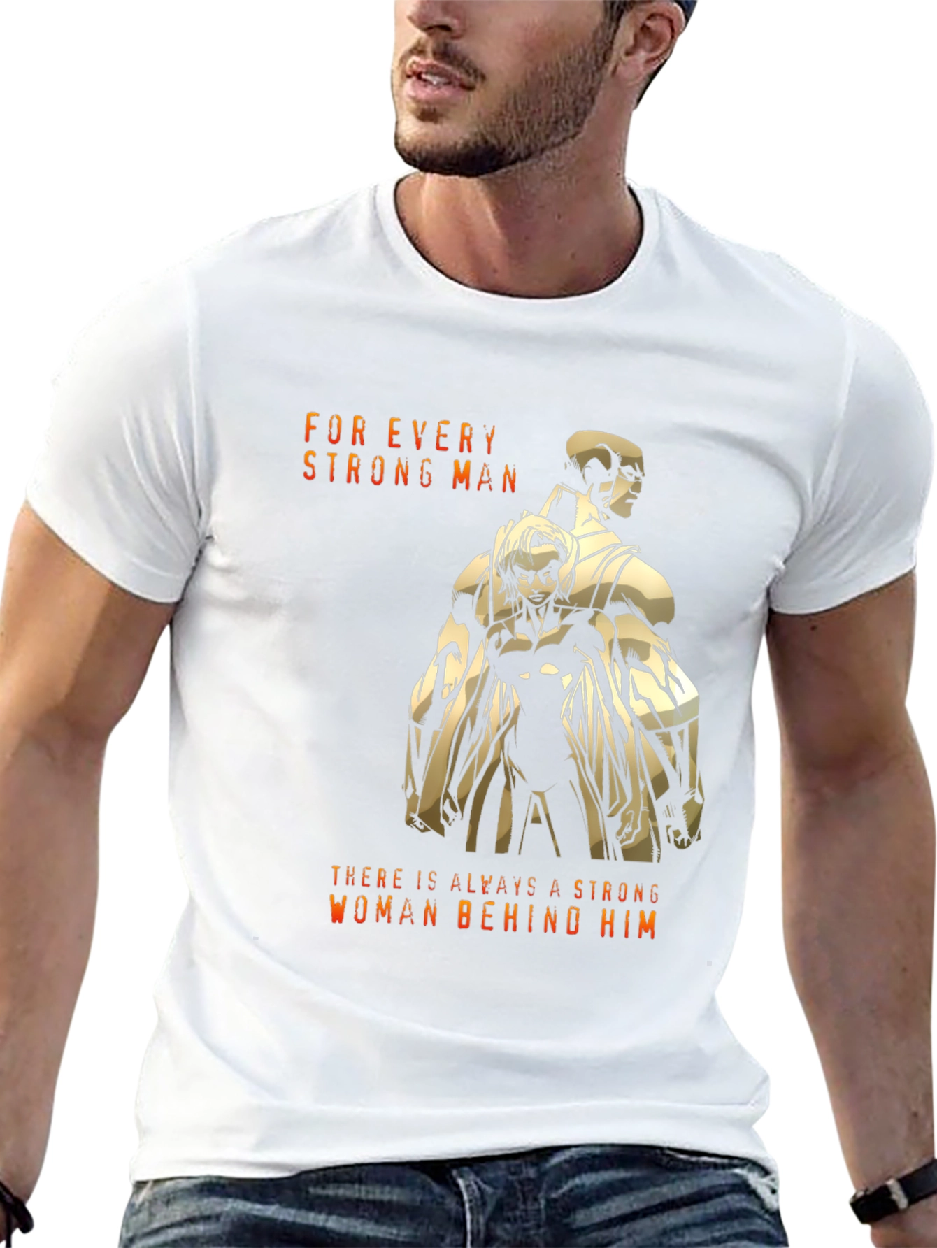 Black Strong Man/Woman Graphic T-Shirt view 13