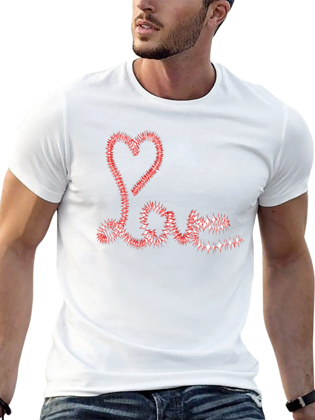 Black Love Heart Graphic Black T-Shirt view 13