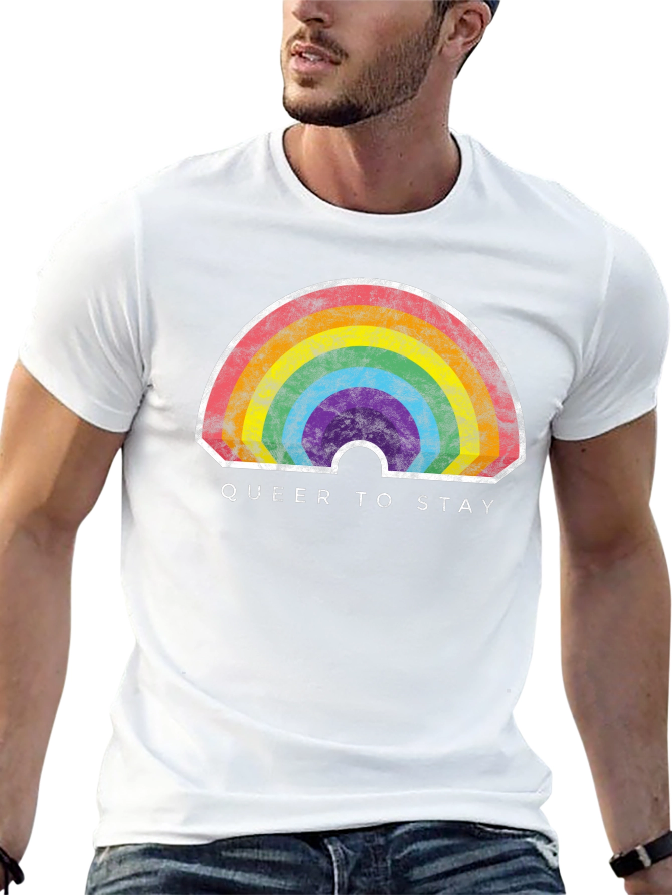 Black Queer to Stay Rainbow Graphic Tee view 13