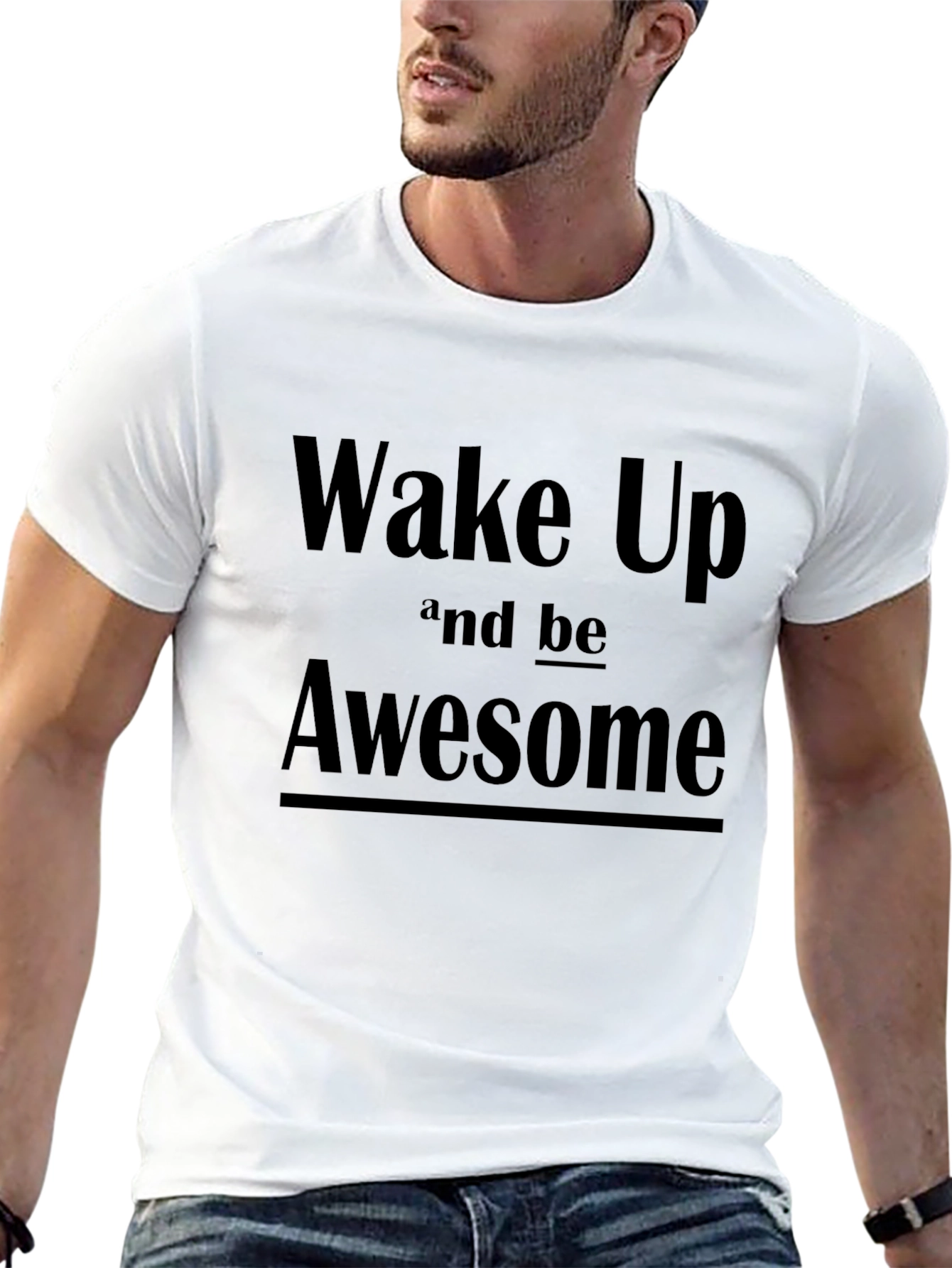 Black Wake Up Awesome Graphic Tee - Men's Black T-Shirt view 13
