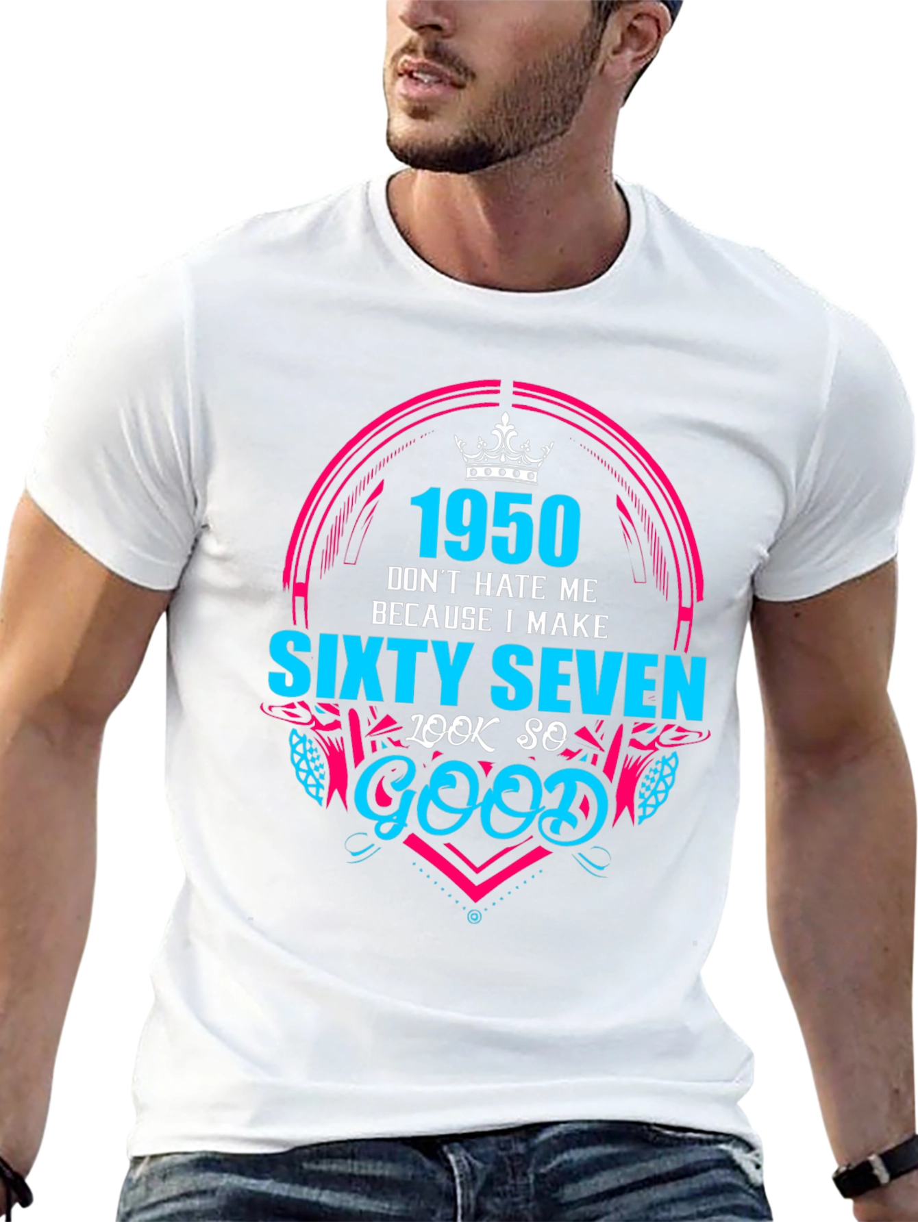 Black 1950 Sixty Seven Birthday T-Shirt view 13