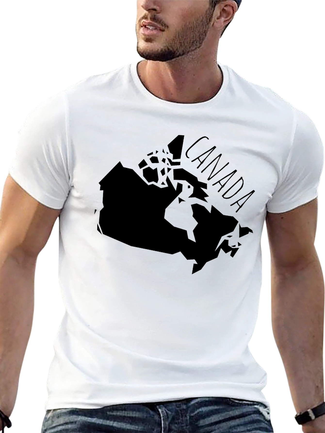 Black Canada Map Graphic T-Shirt - Unisex Black Tee view 13