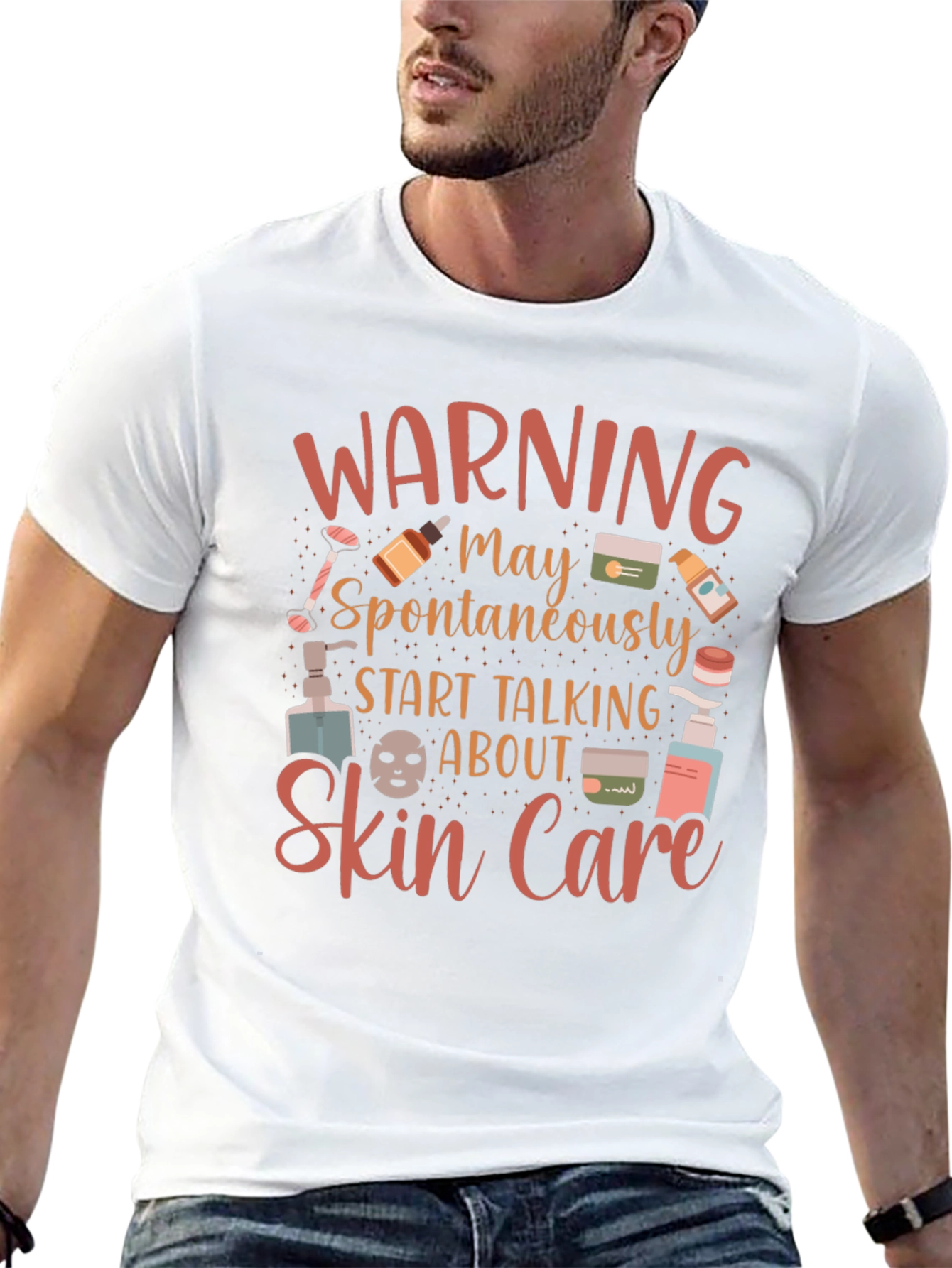 Black Warning May Spontaneously Talk Skin Care T-Shirt view 13