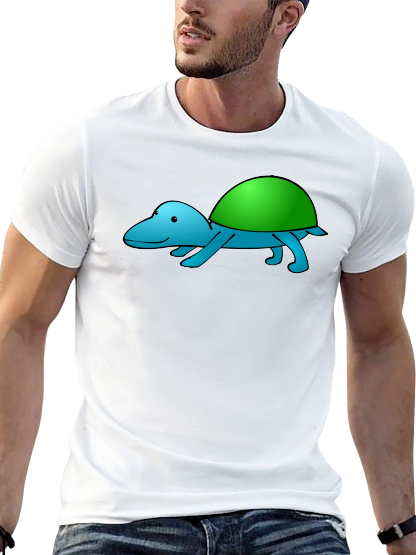 Black Blue Turtle Graphic Tee - Fun Casual Wear view 13