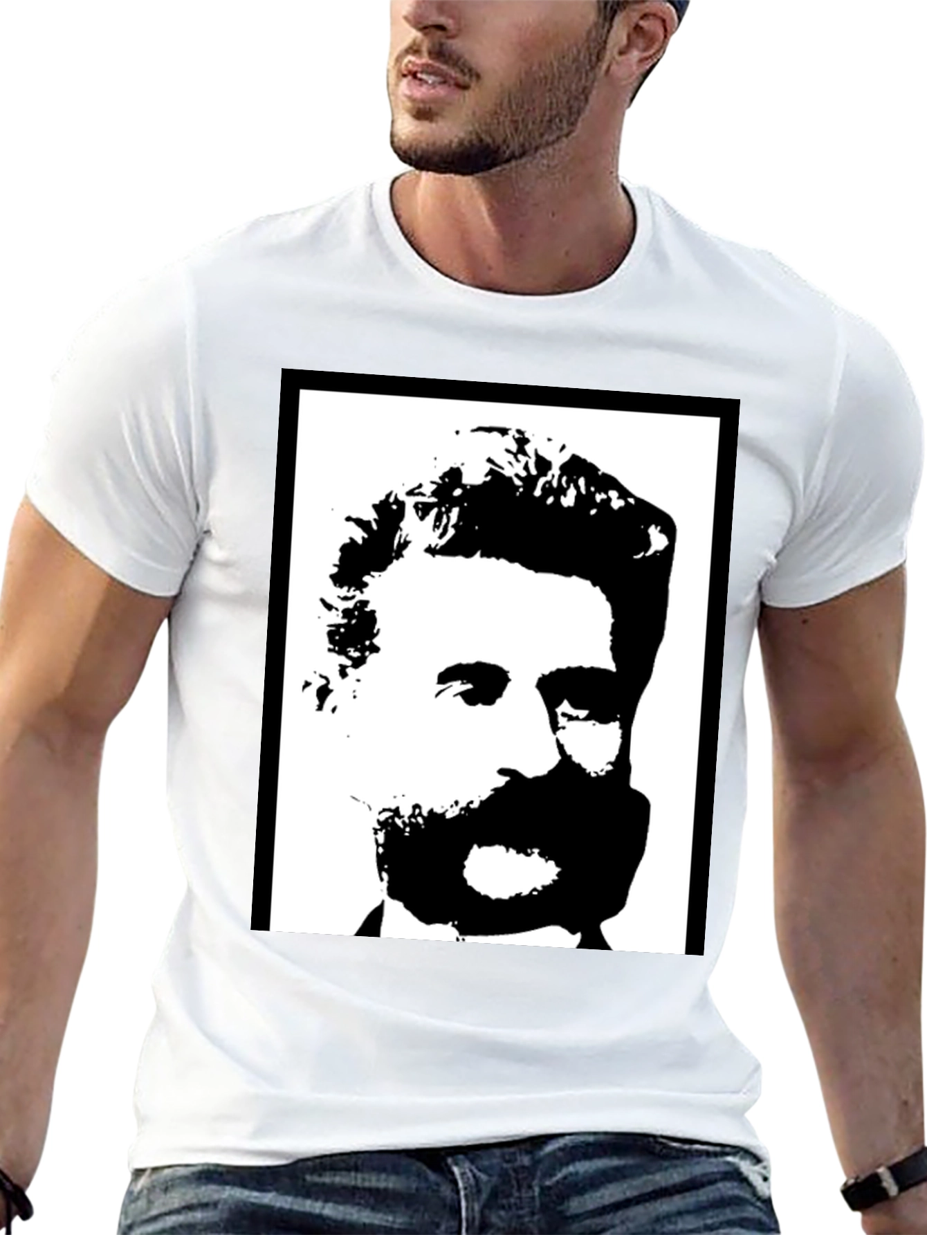 Black Bold Black & White Portrait Graphic Tee view 13