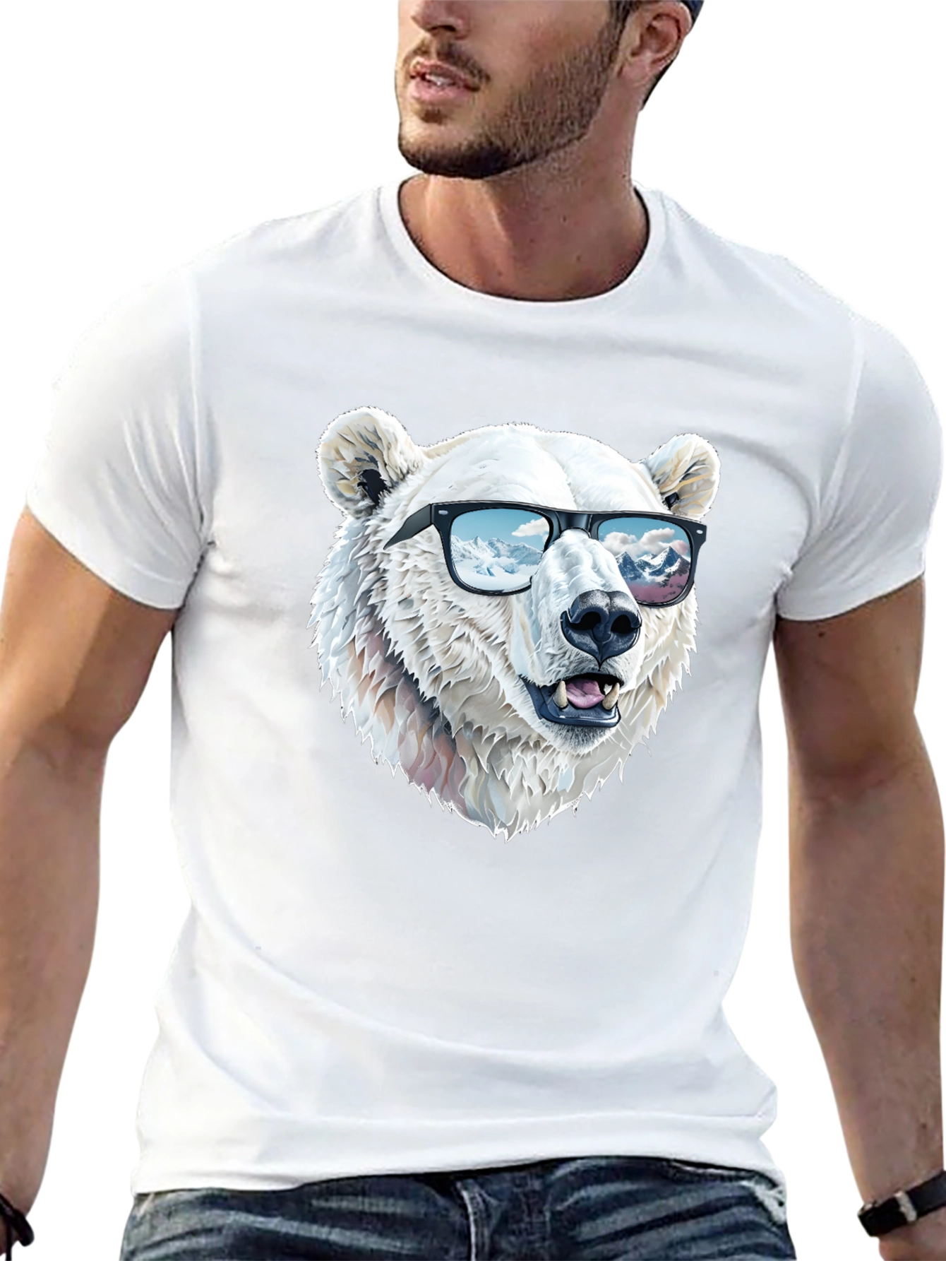 Black Cool Polar Bear T-Shirt view 13
