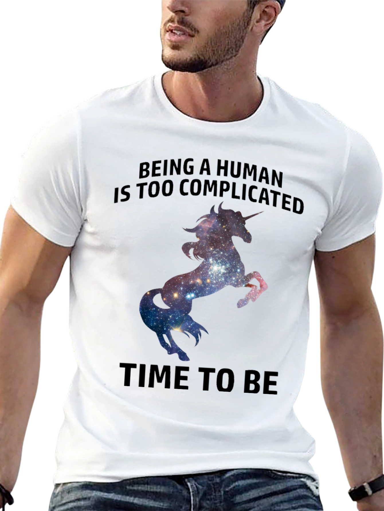 Black Unicorn Galaxy T-Shirt - Complicated Human Humor Tee view 13