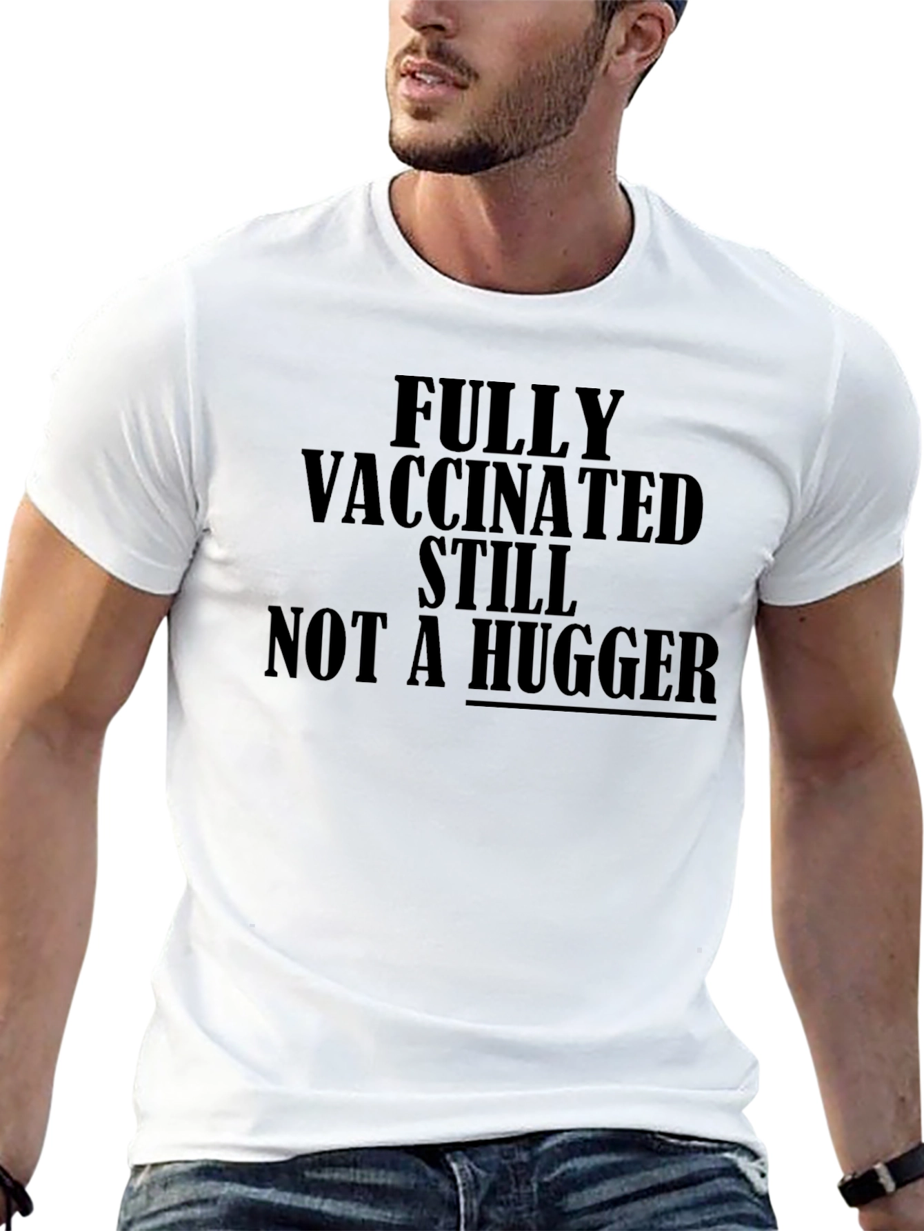 Black Vaccinated Not a Hugger T-Shirt view 13