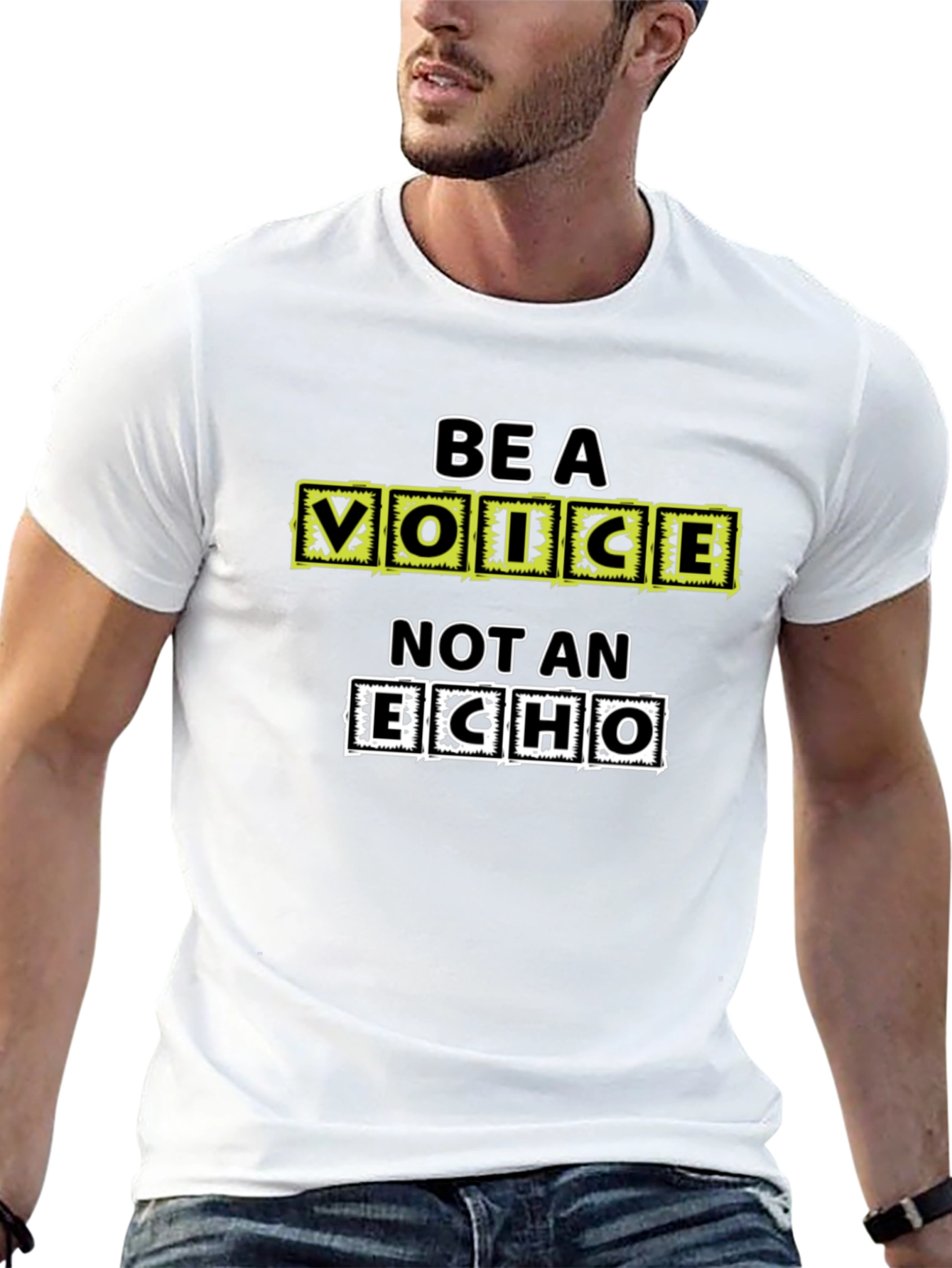 Black Be a Voice, Not an Echo - Black Graphic Tee view 13