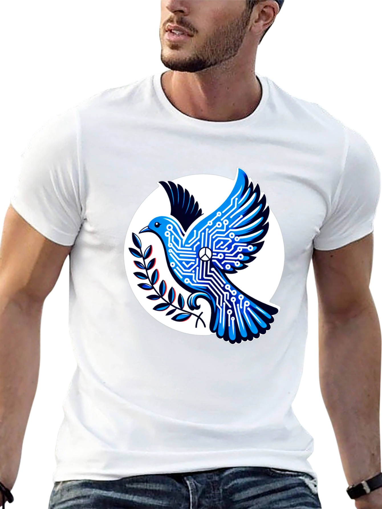 Black Tech Peace Dove Black T-Shirt view 13