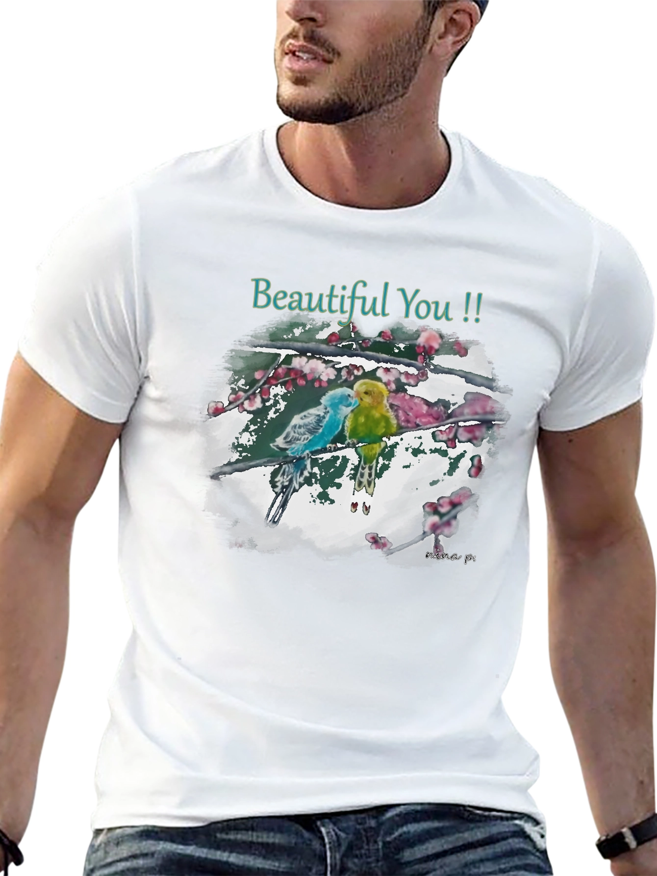 Black Beautiful You Bird Art T-Shirt view 13
