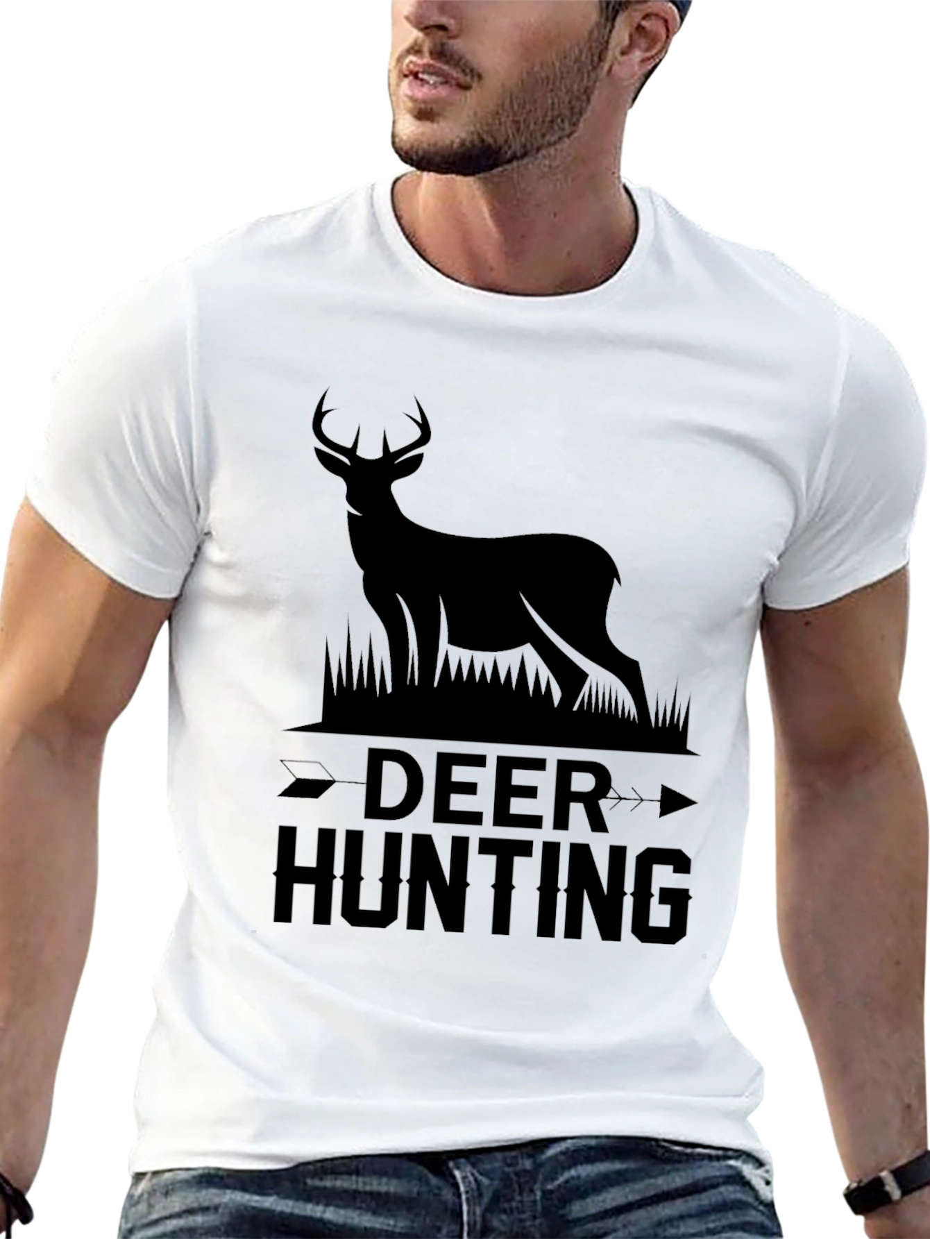 Black Deer Hunting Graphic Tee - Mens Crew Neck view 13