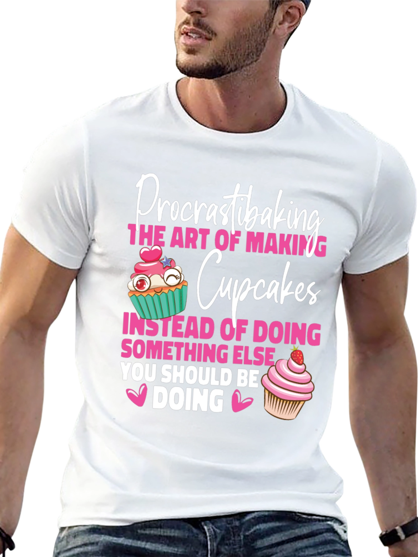 Black Procrastibaking Cupcakes Graphic T-Shirt view 13