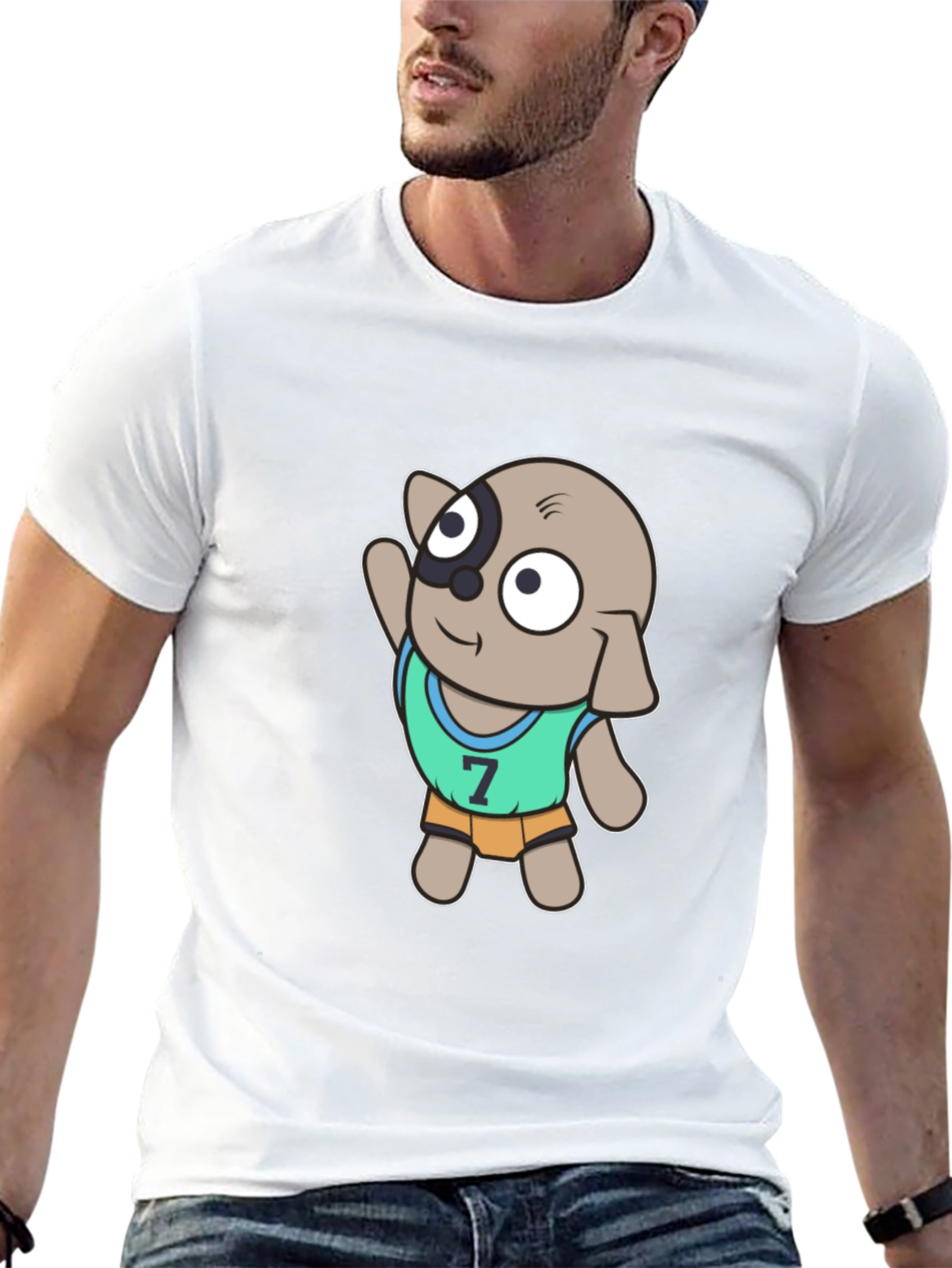 Black Cartoon Dog Sports Jersey T-Shirt view 13