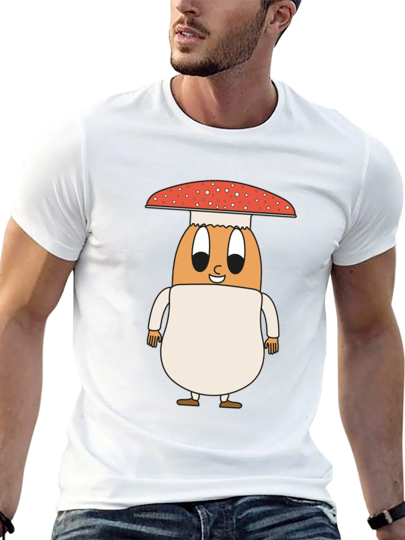 Black Mushroom Egg Graphic Tee - Unique Cartoon Design view 13