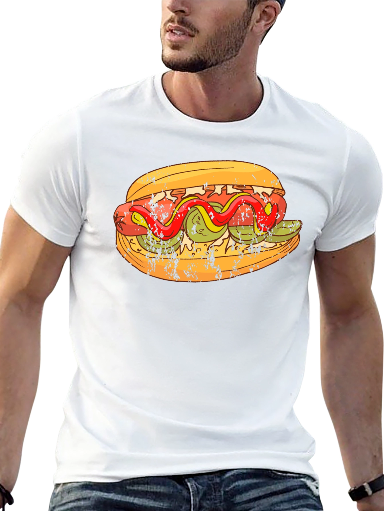 Black Hot Dog Graphic T-Shirt - Foodie Fashion Tee view 13