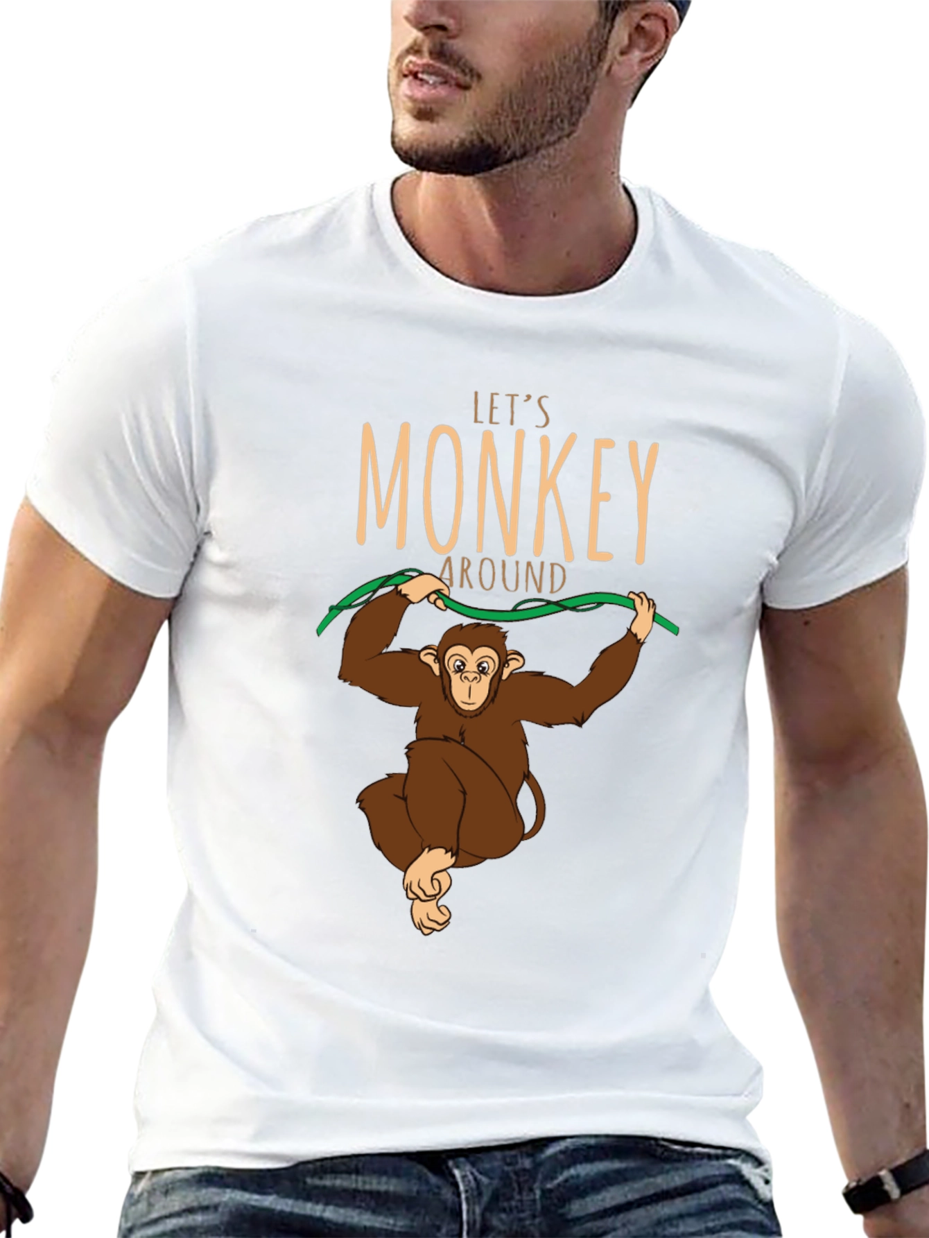 Black Let's Monkey Around T-Shirt - Fun Graphic Tee view 13