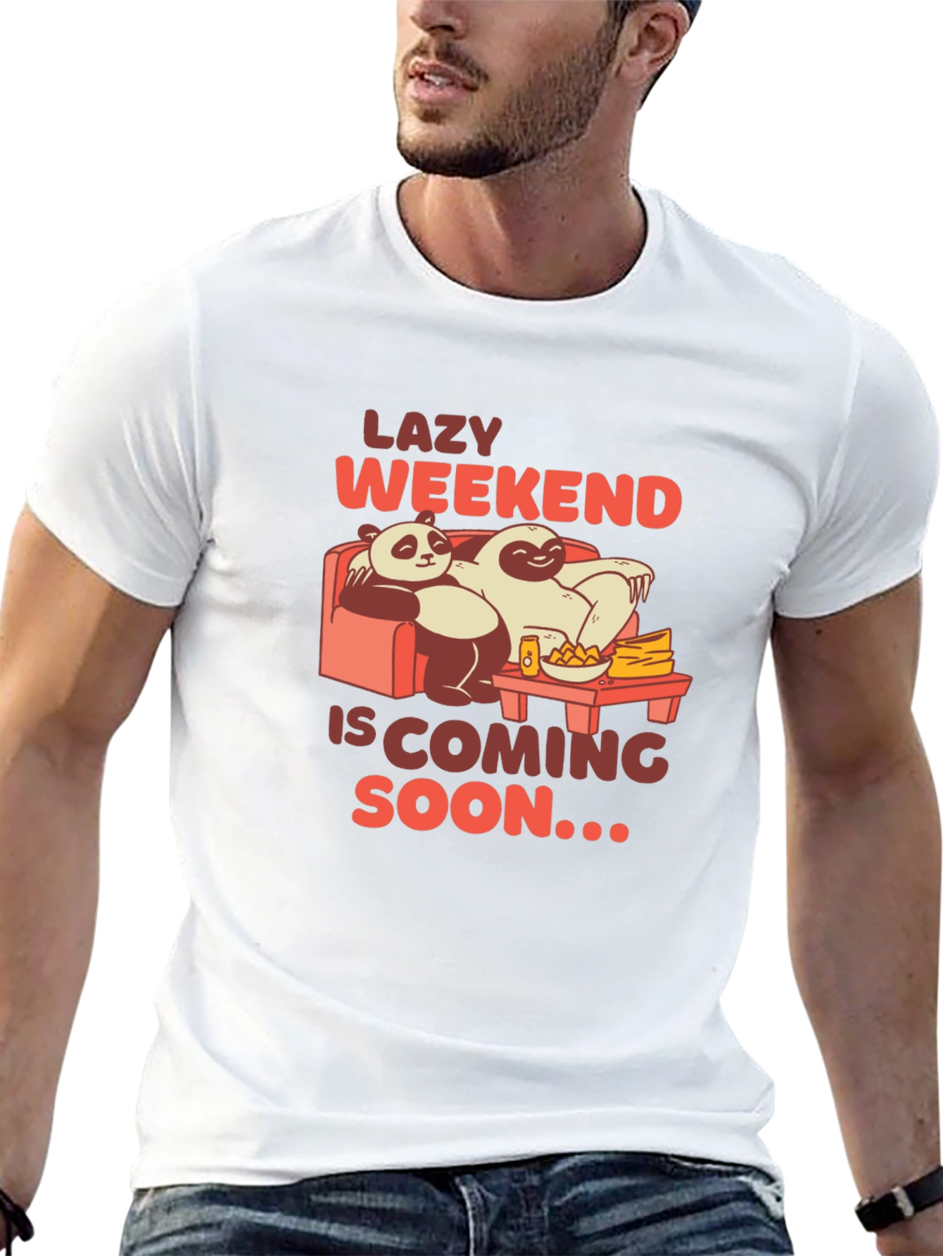 Black Lazy Weekend T-Shirt: Panda & Sloth Edition view 13