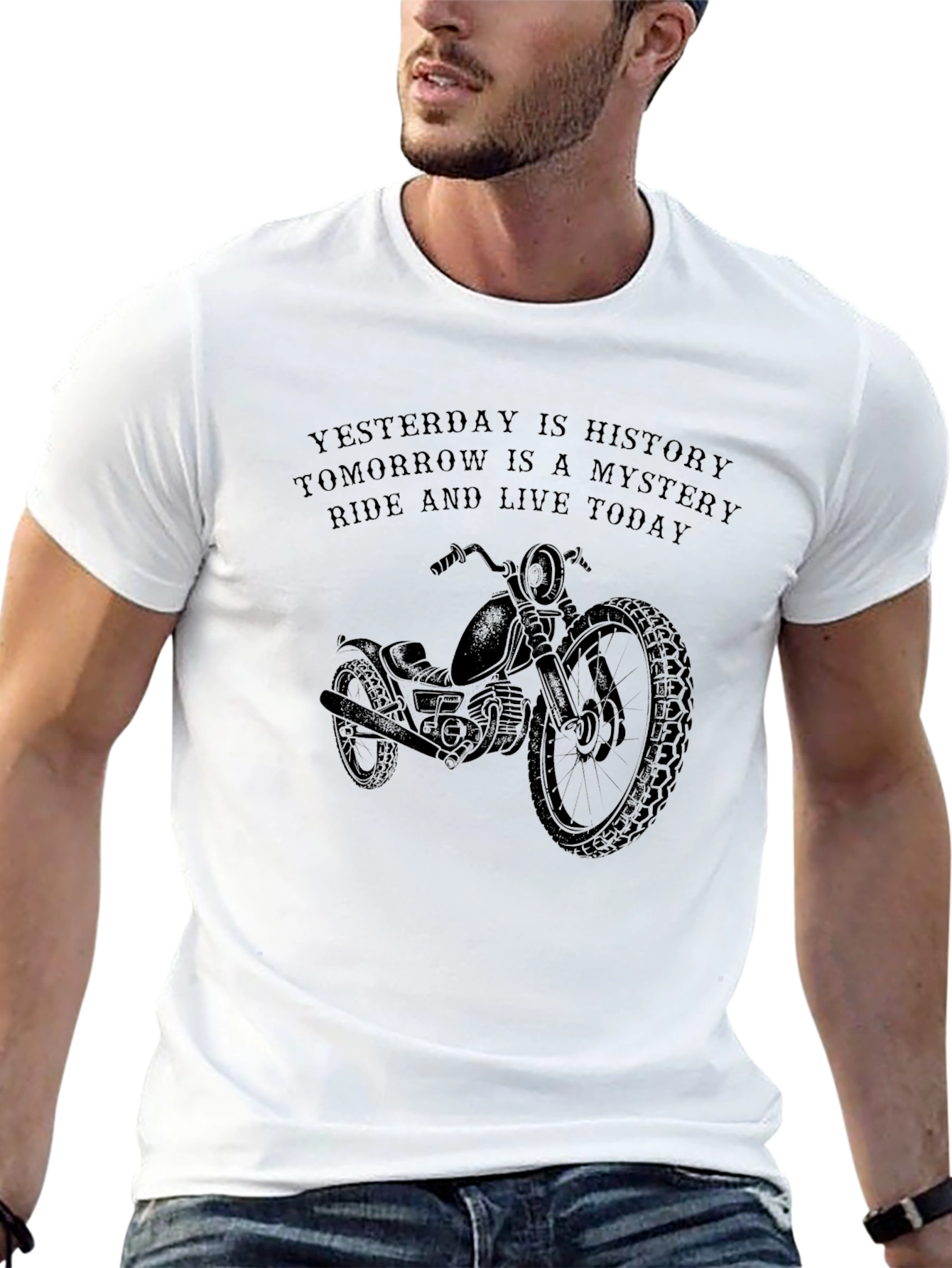 Black Motorcycle Quote Graphic Black T-Shirt view 13
