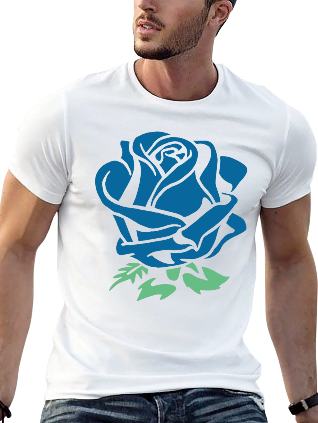 Black Blue Rose Graphic Black T-Shirt view 13