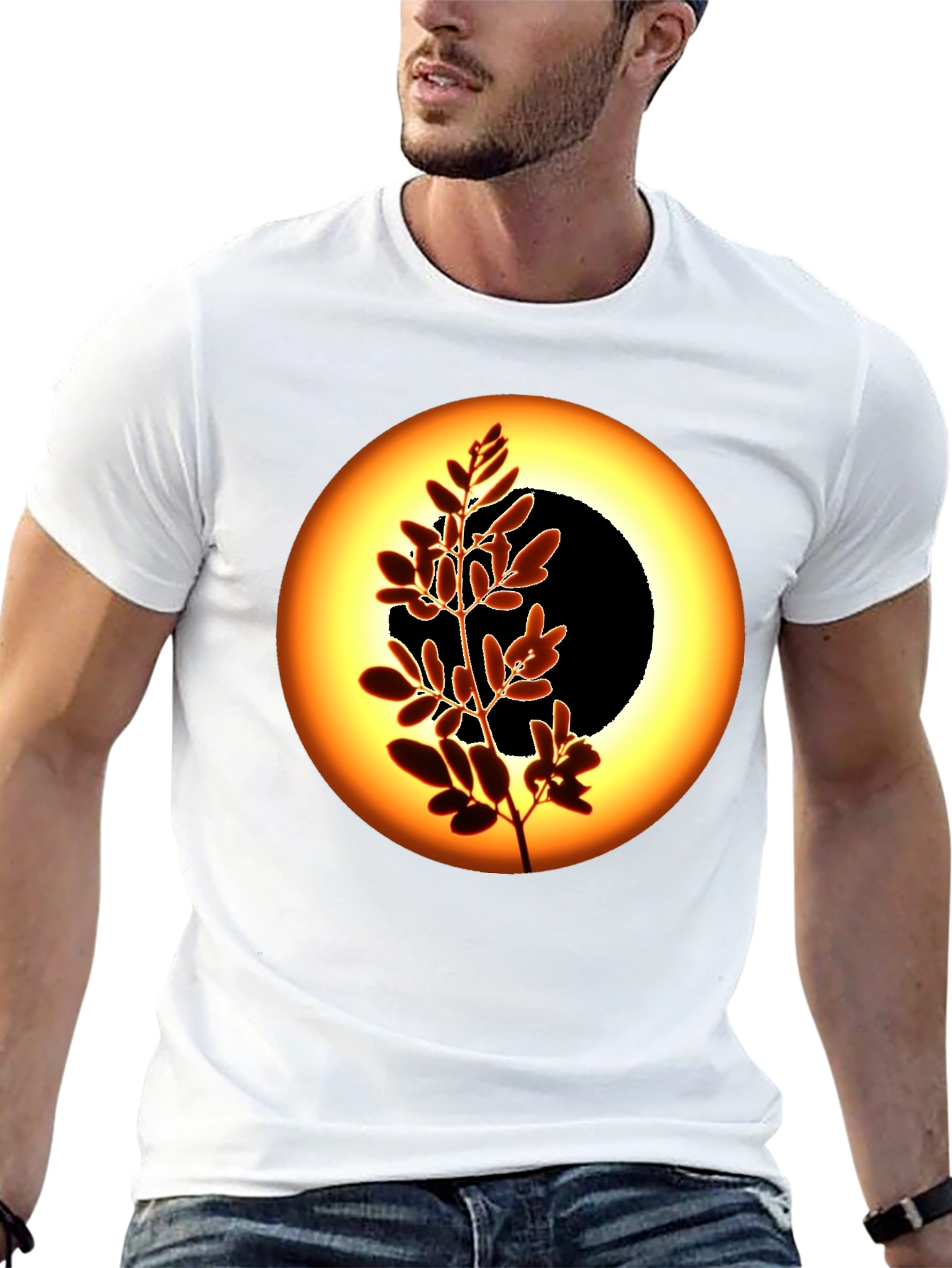 Black Eclipse Tree Graphic Tee - Black Cotton Blend view 13