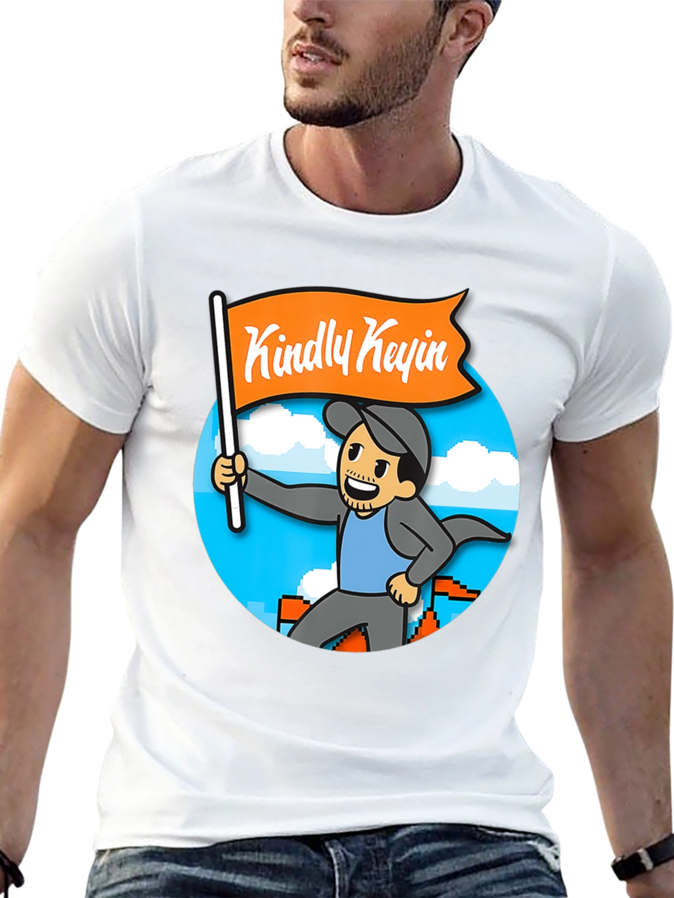 Black Kindly Kevin T-Shirt - Gamer Cartoon Style view 13