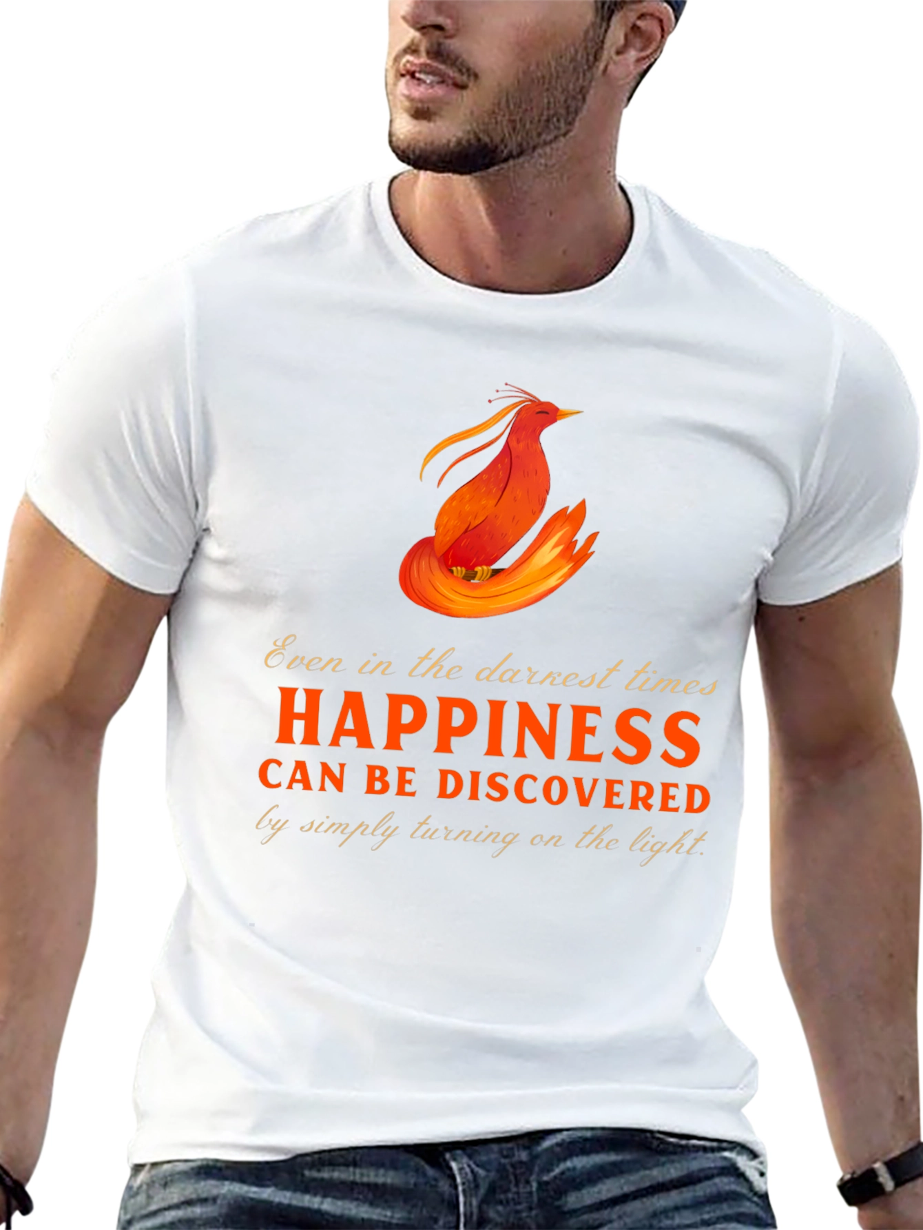 Black Phoenix Happiness Graphic T-Shirt - Inspirational Design view 13