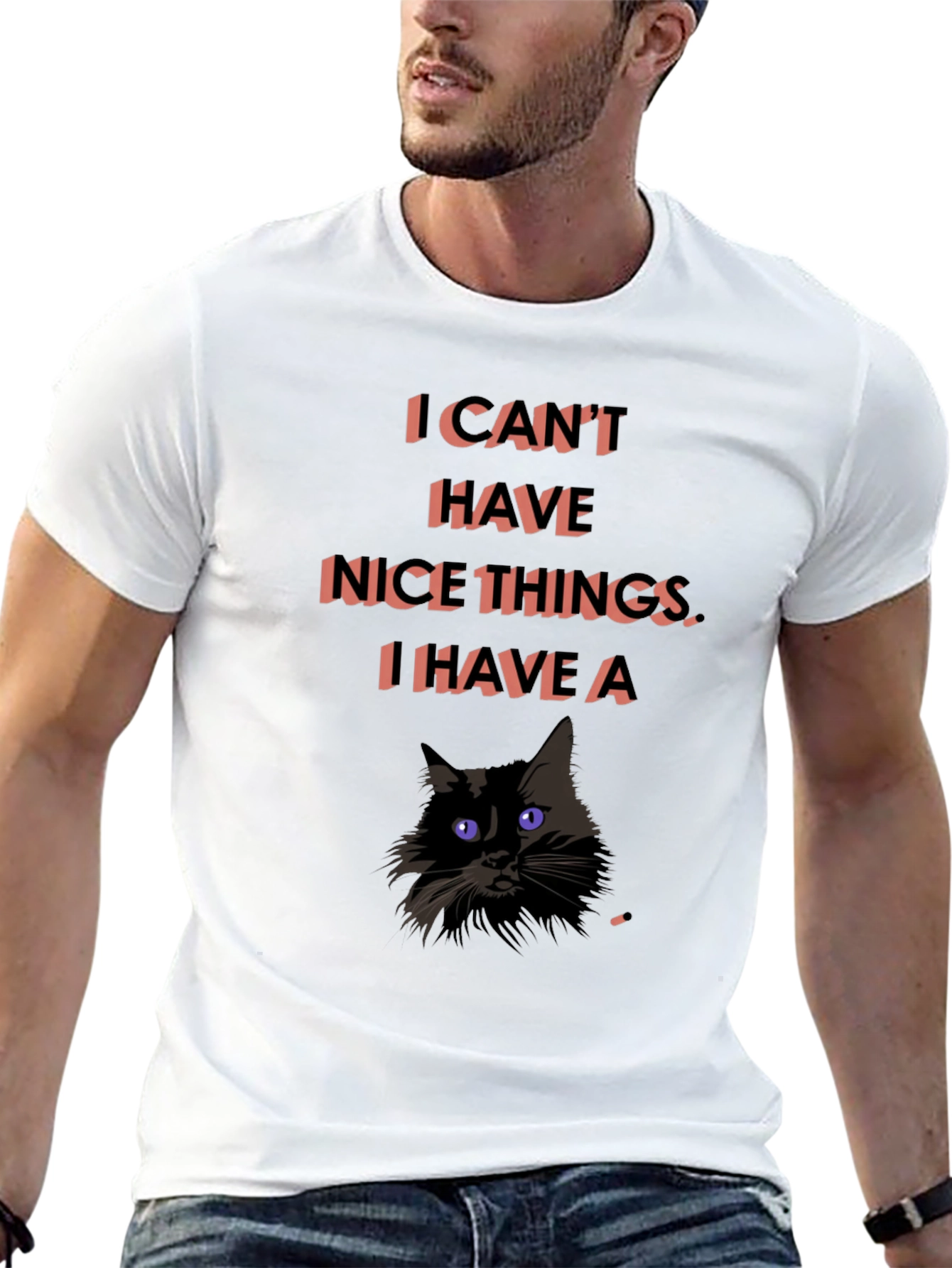 Black Funny Cat T-Shirt - I Can't Have Nice Things view 13