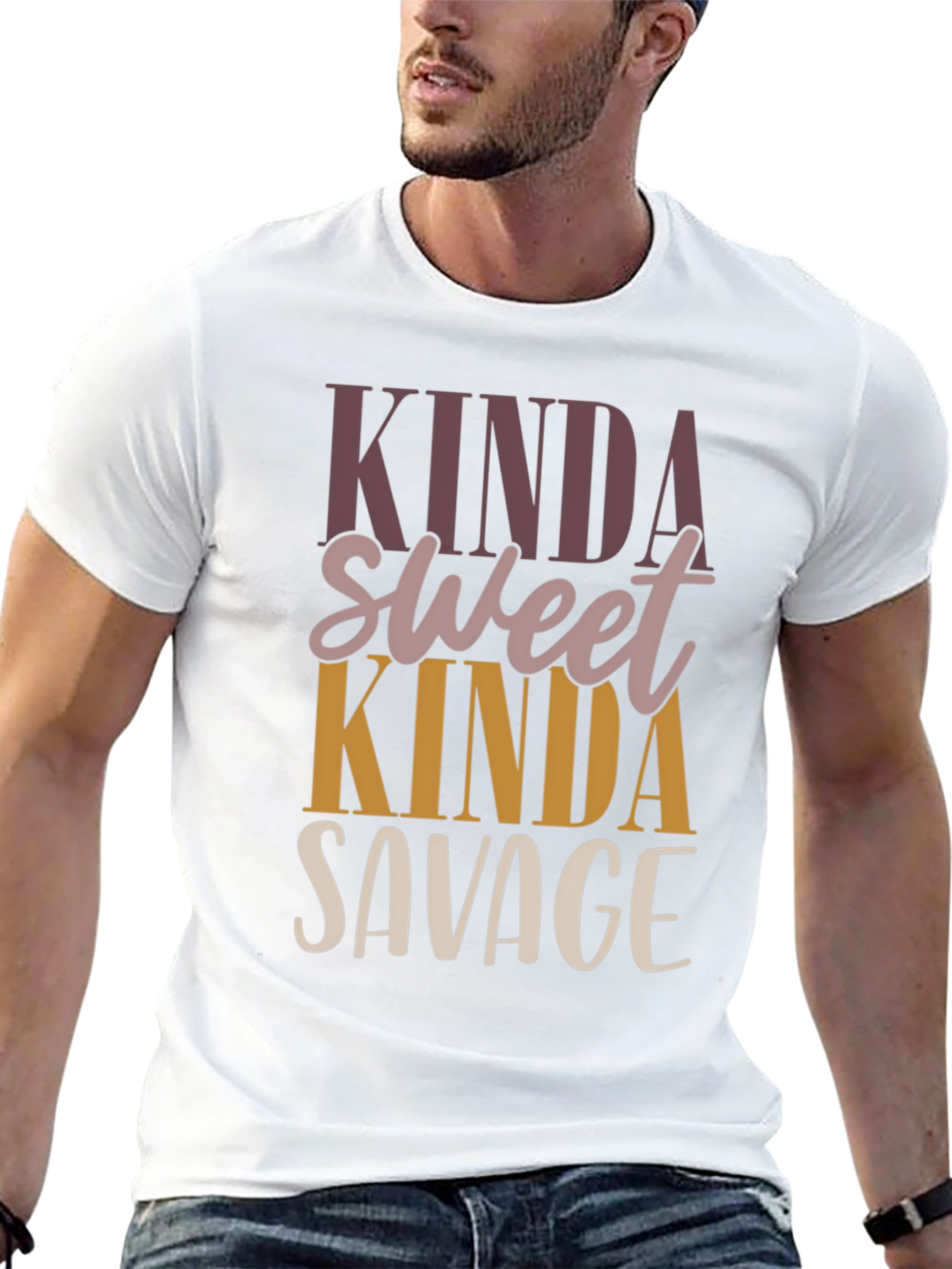Black Kinda Sweet Kinda Savage Graphic Tee - Trendy Casual Top view 13
