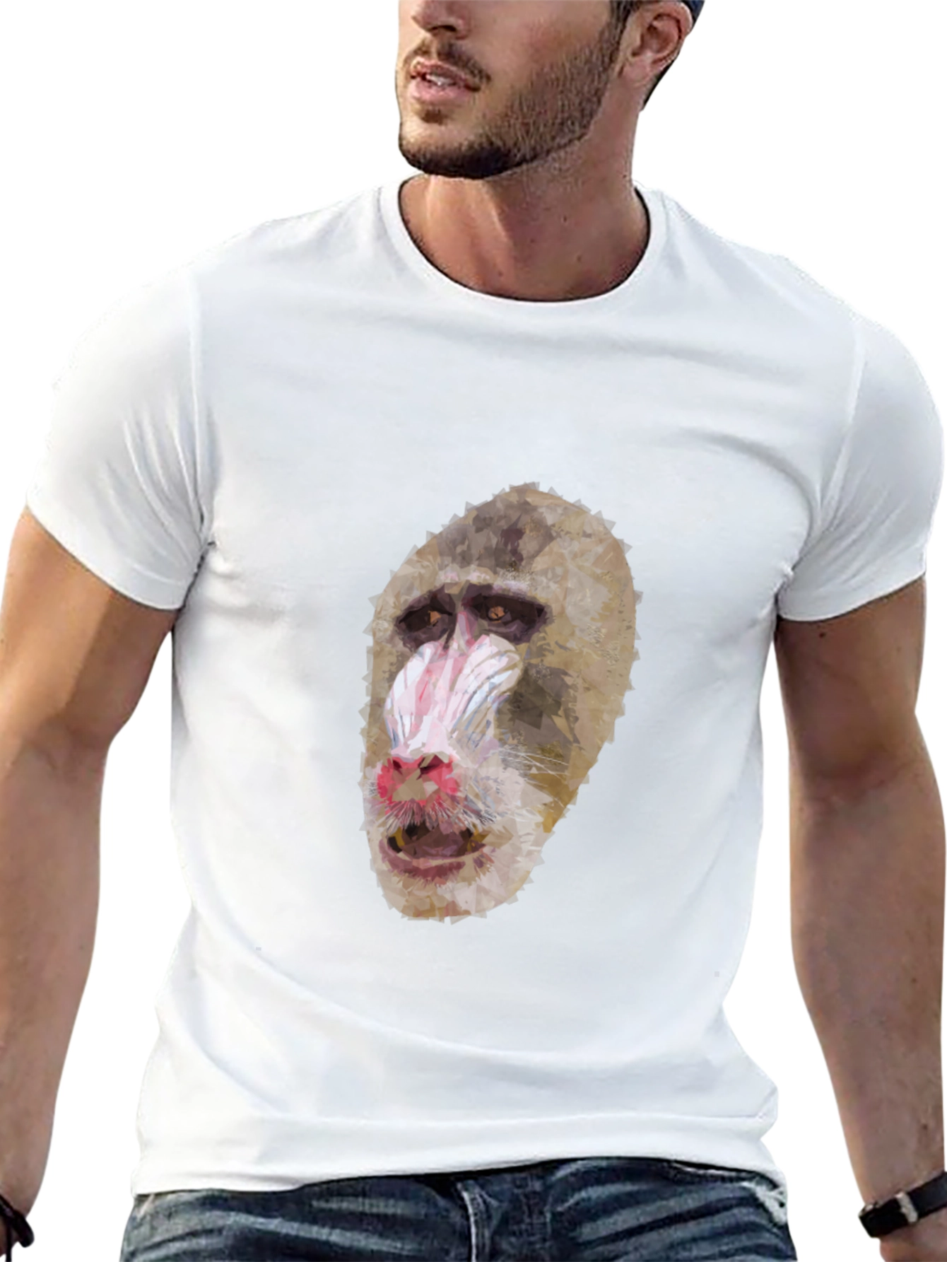 Black Mandrill Monkey Graphic T-Shirt - Unique Animal Tee view 13