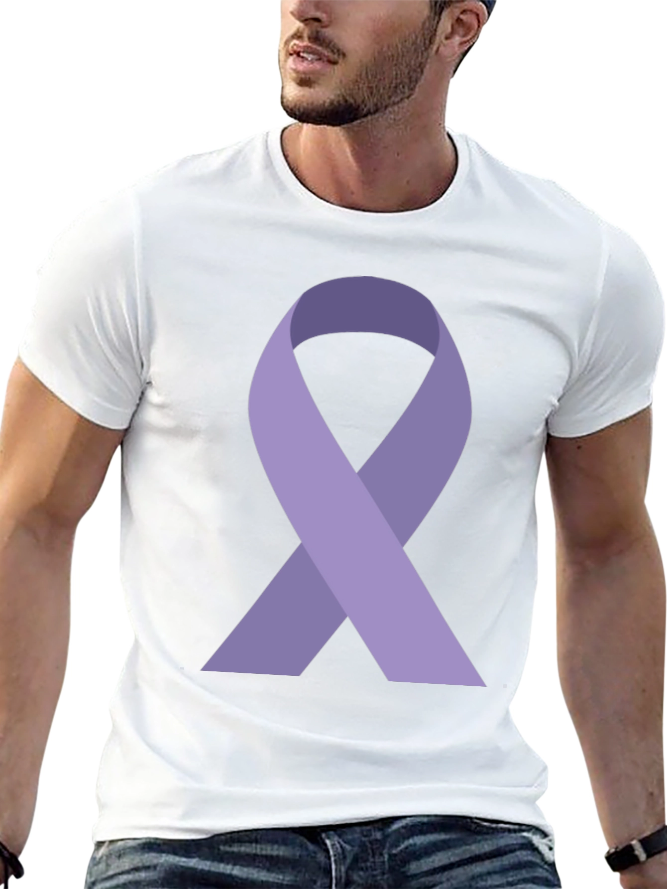 Black Purple Ribbon Awareness Graphic Tee - Unisex view 13
