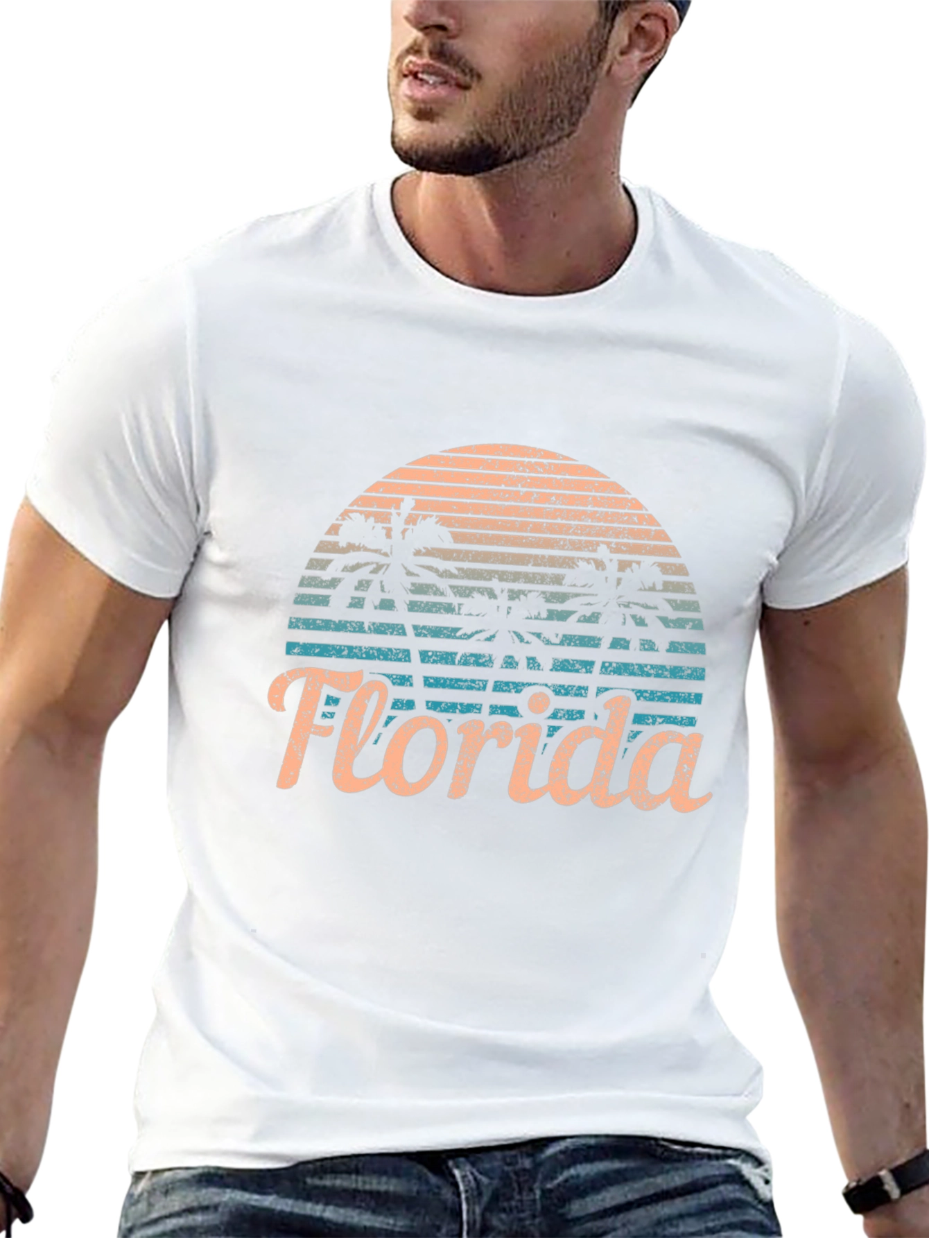 Black Florida Palm Sunset Graphic Tee view 13