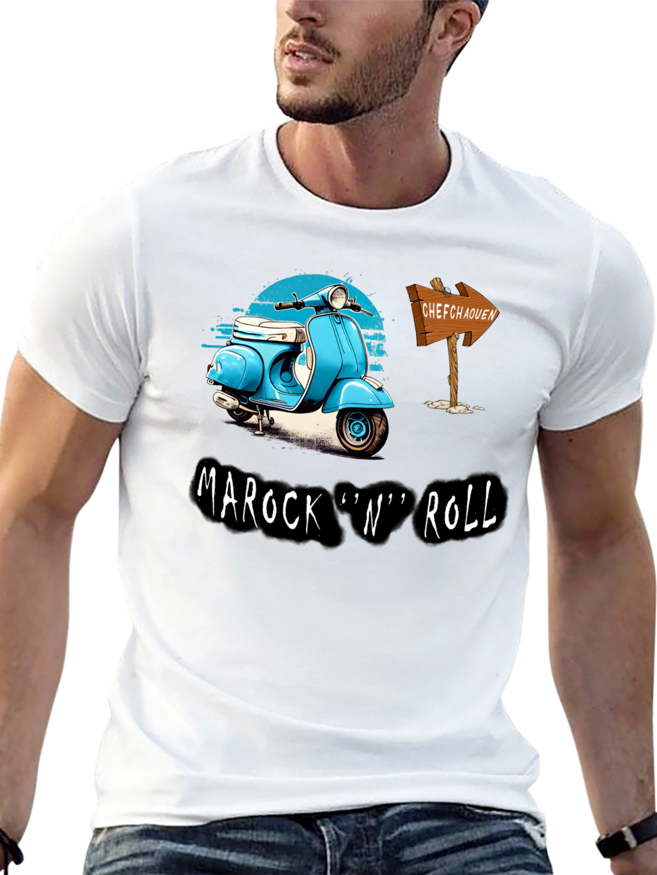 Black Marock 'n' Roll T-Shirt - Scooter Design view 13
